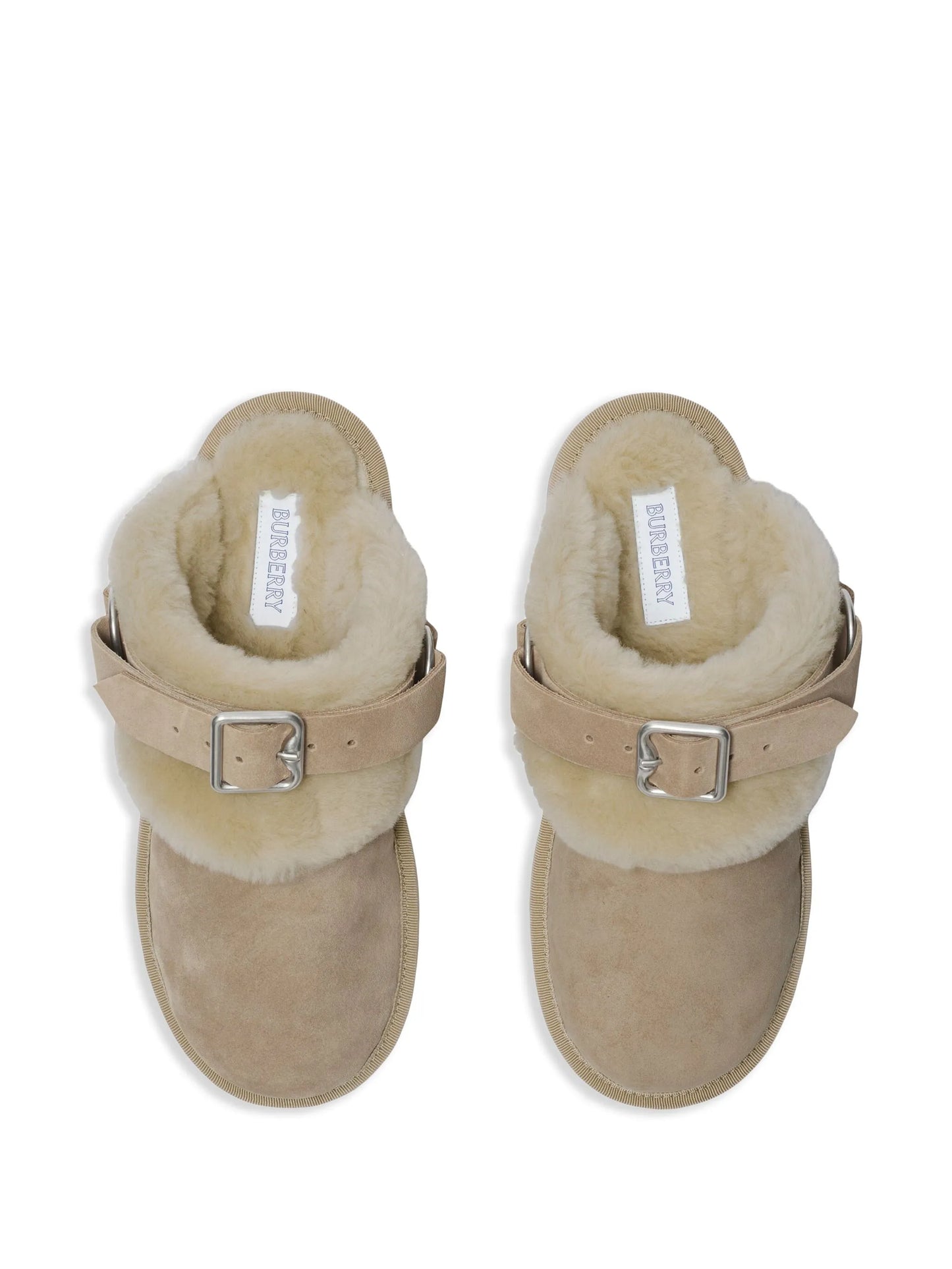 shearling suede mules