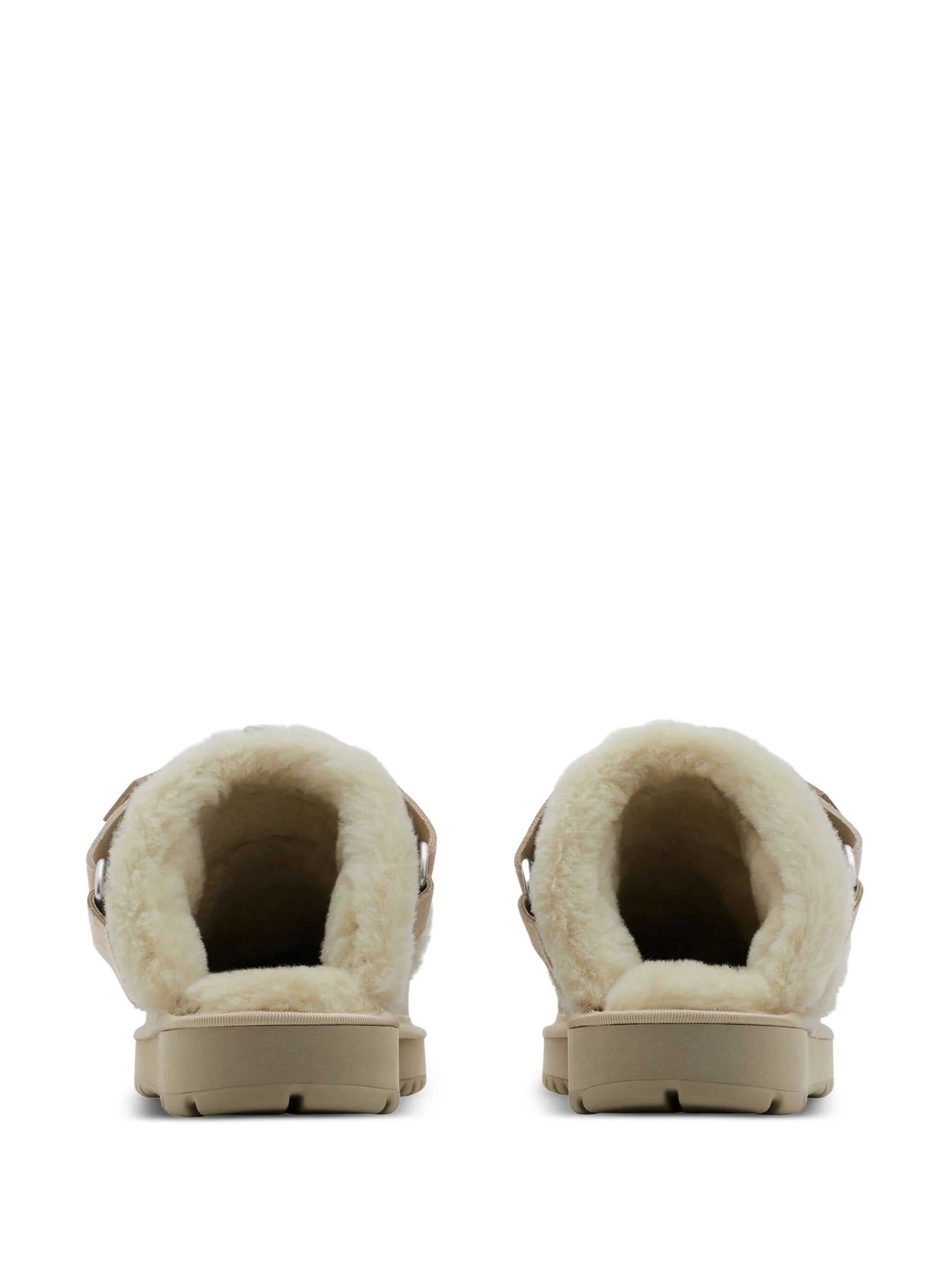 shearling suede mules