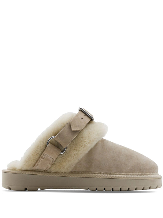 shearling suede mules