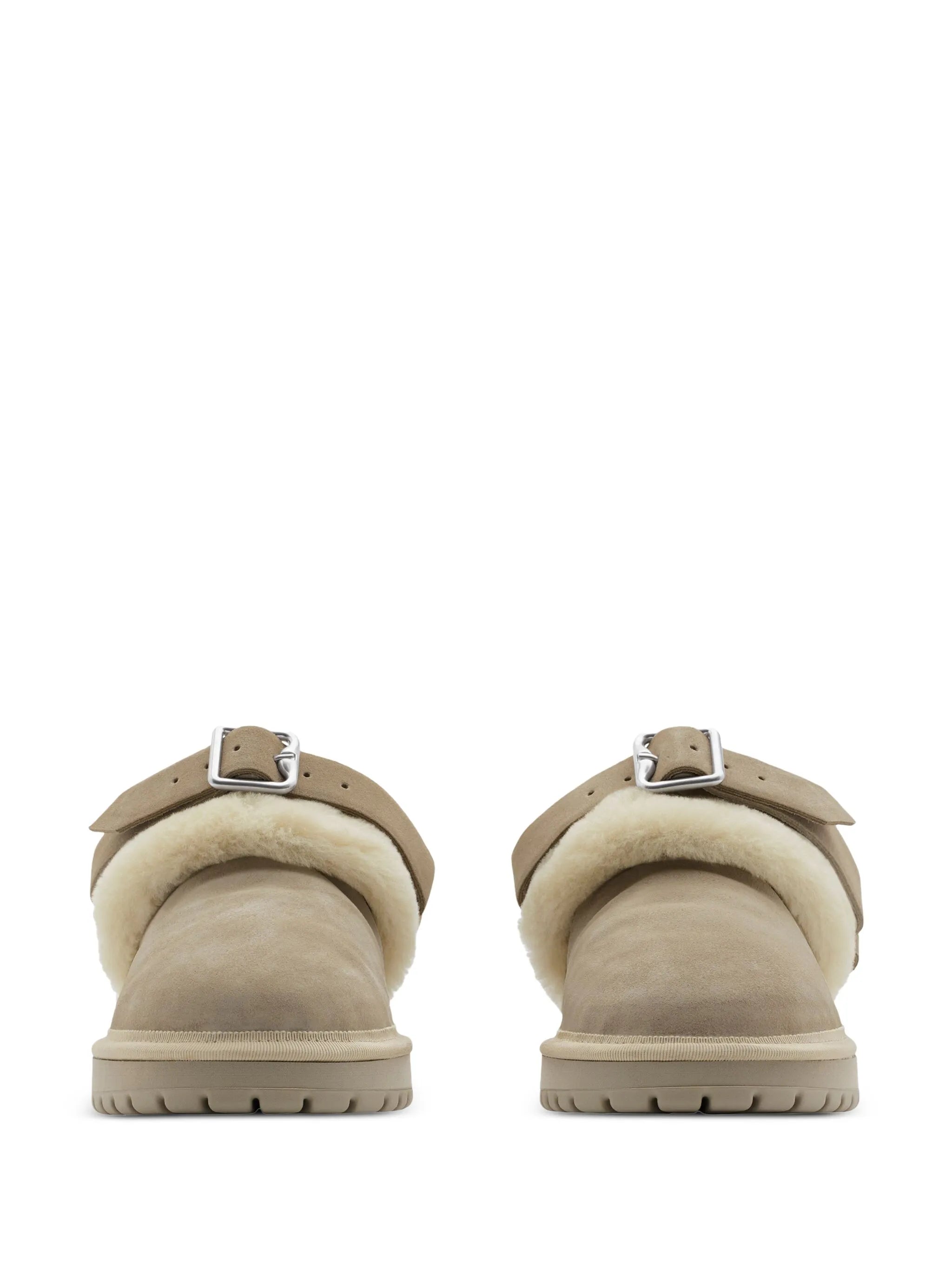 shearling suede mules