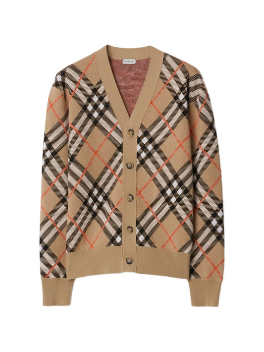 checked cardigan