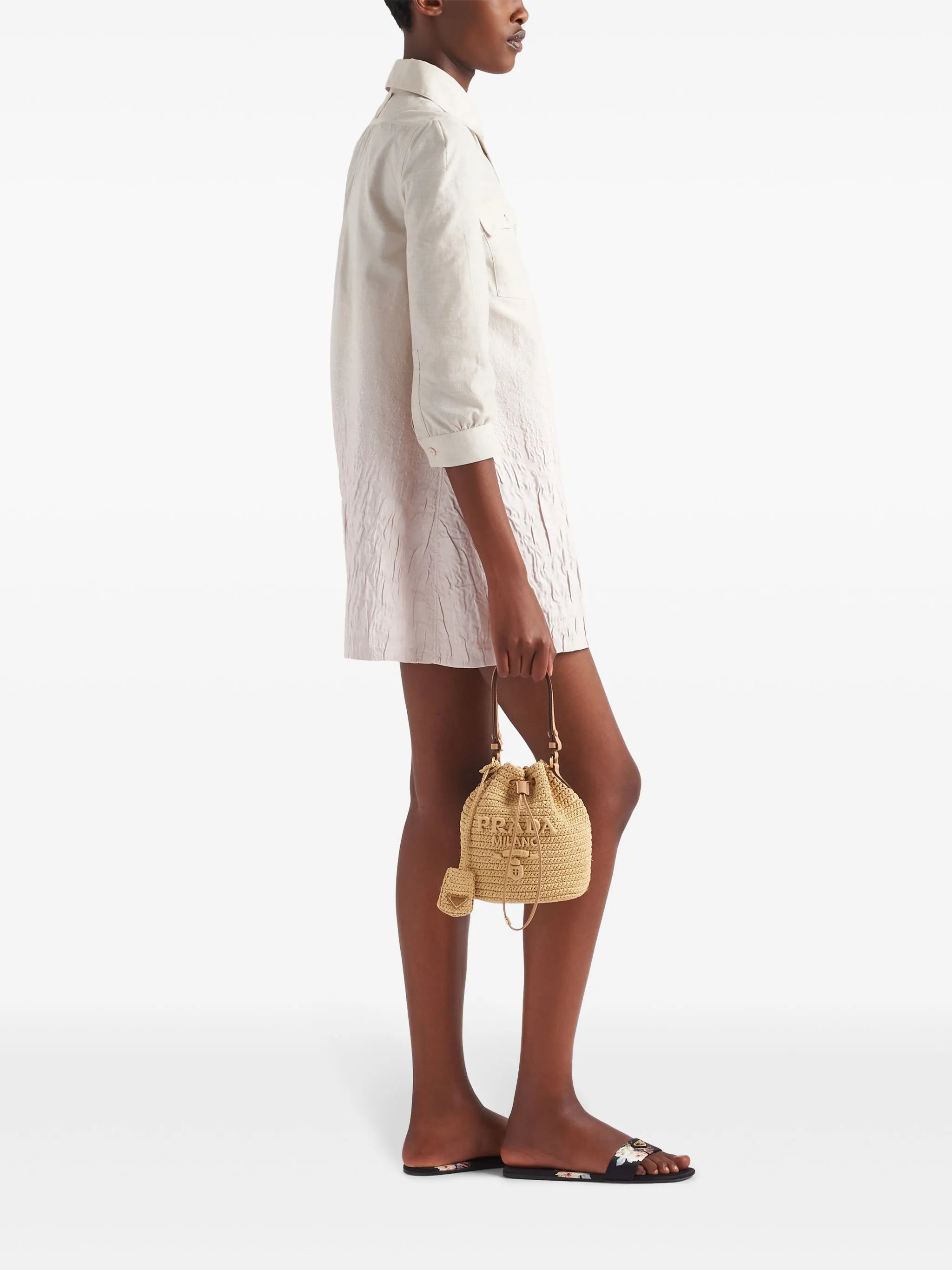 logo-embossed bucket bag