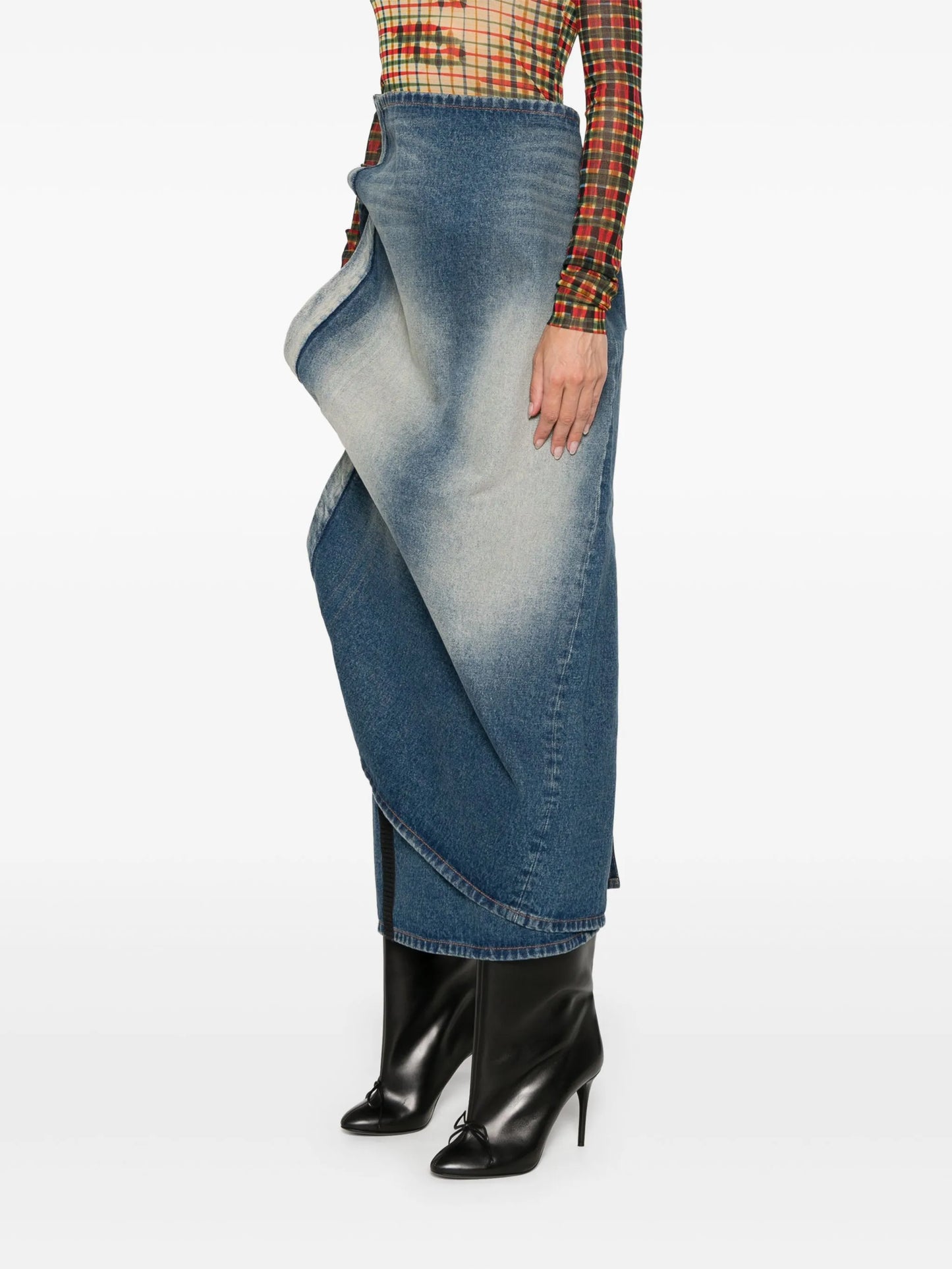denim midi skirt