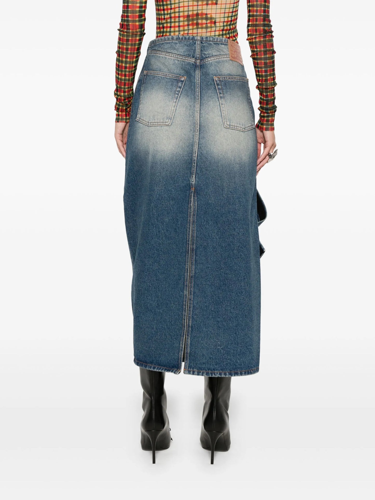 denim midi skirt