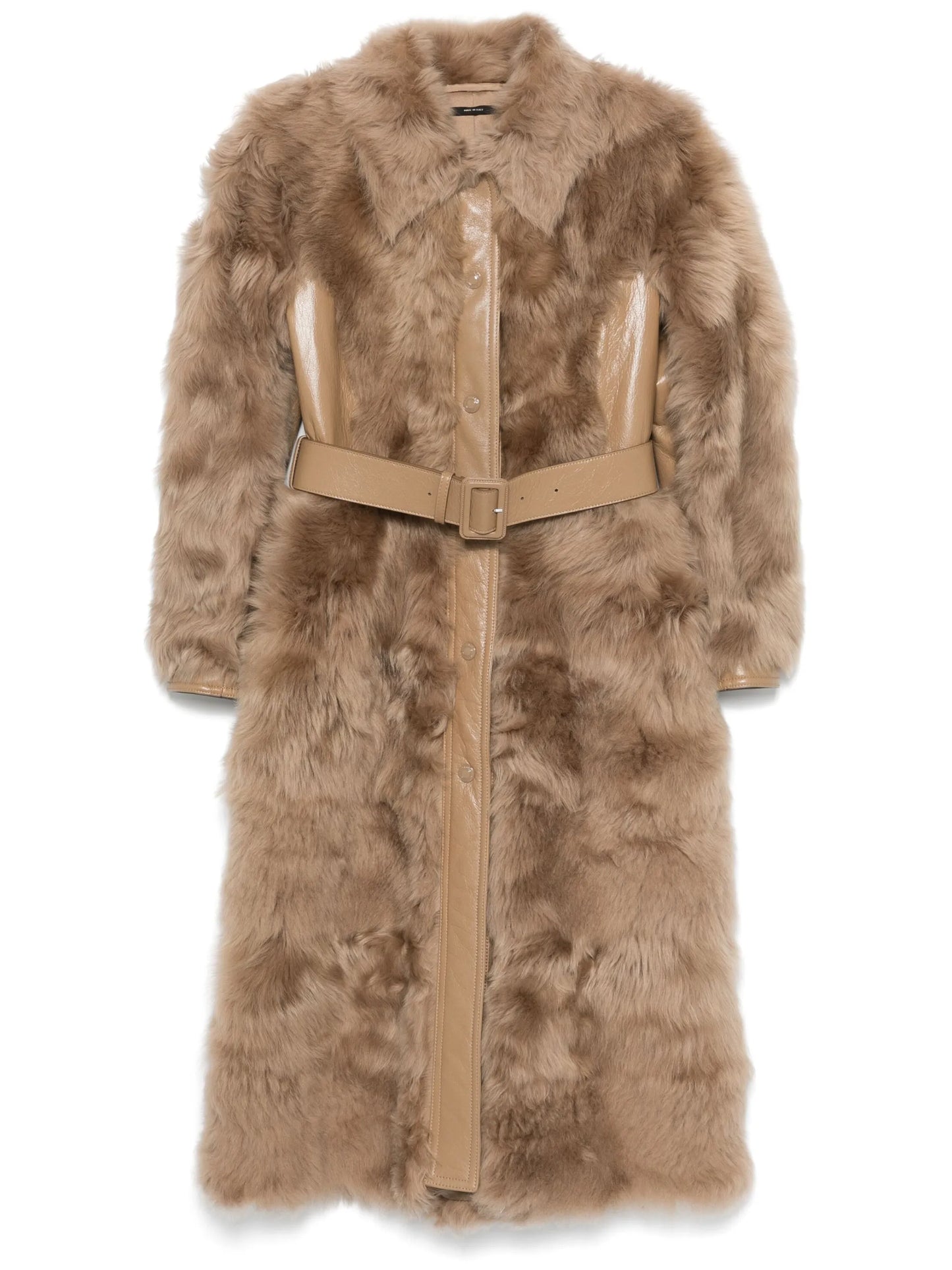shearling belted coat