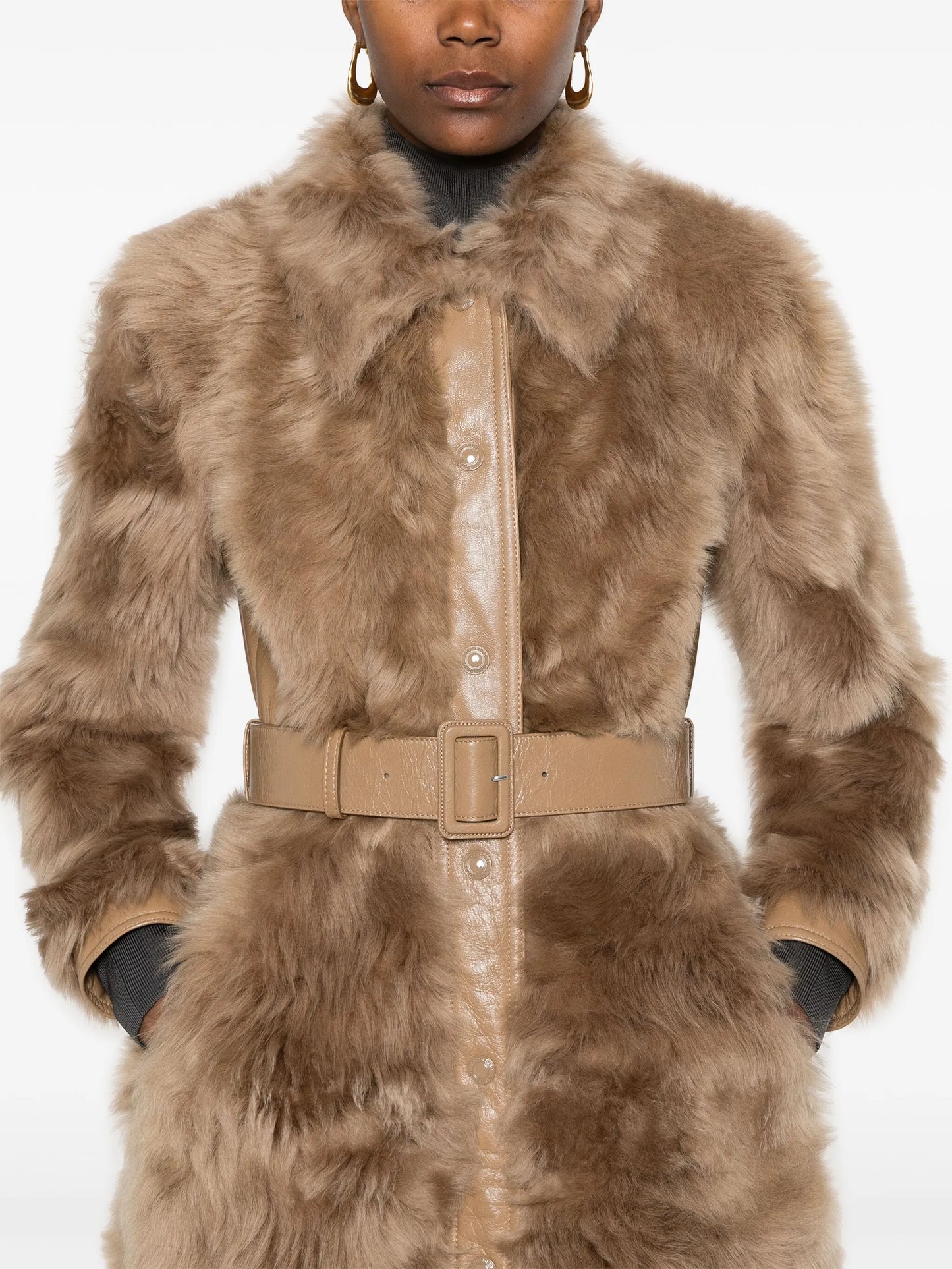 shearling belted coat