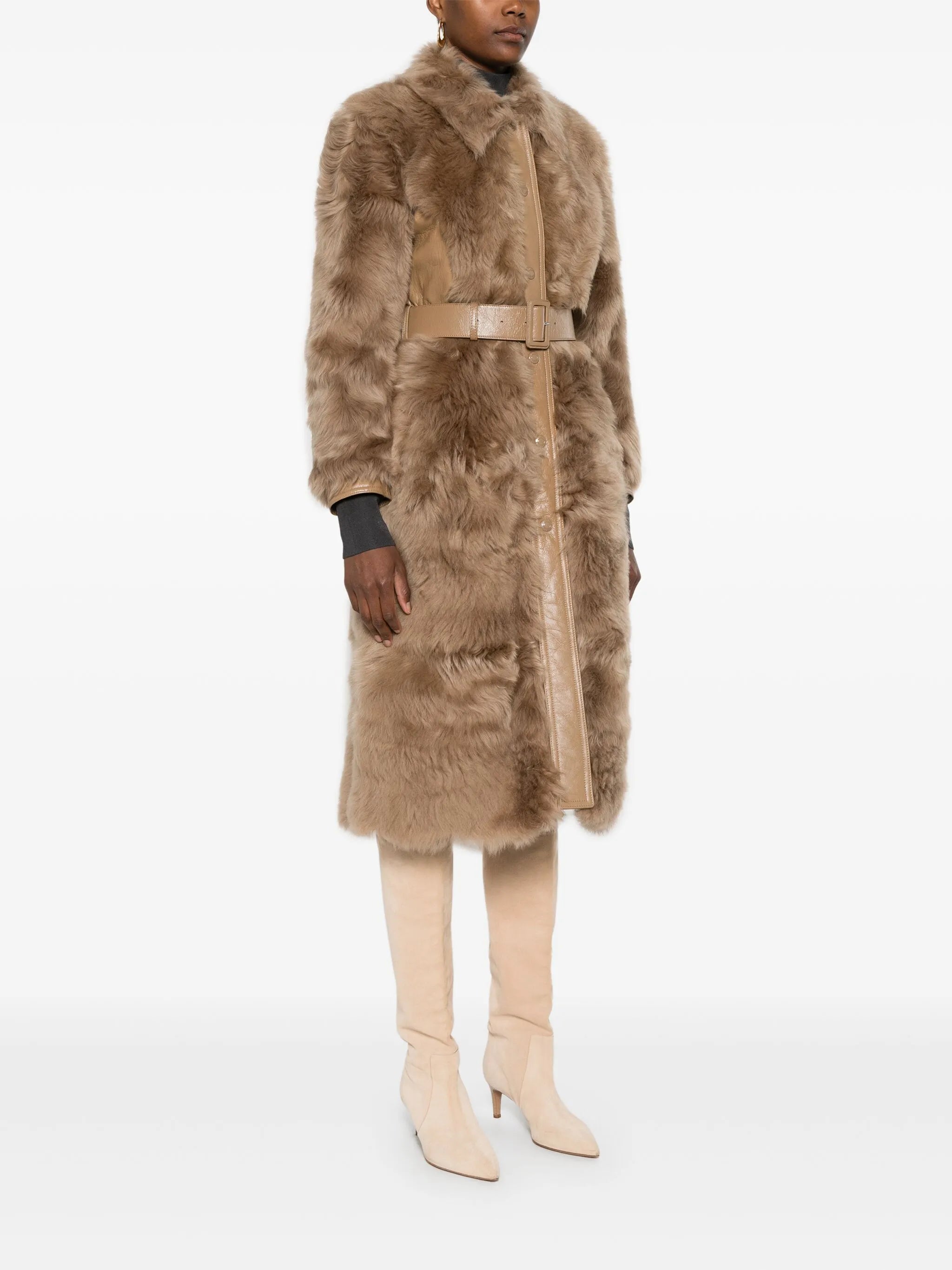 shearling belted coat