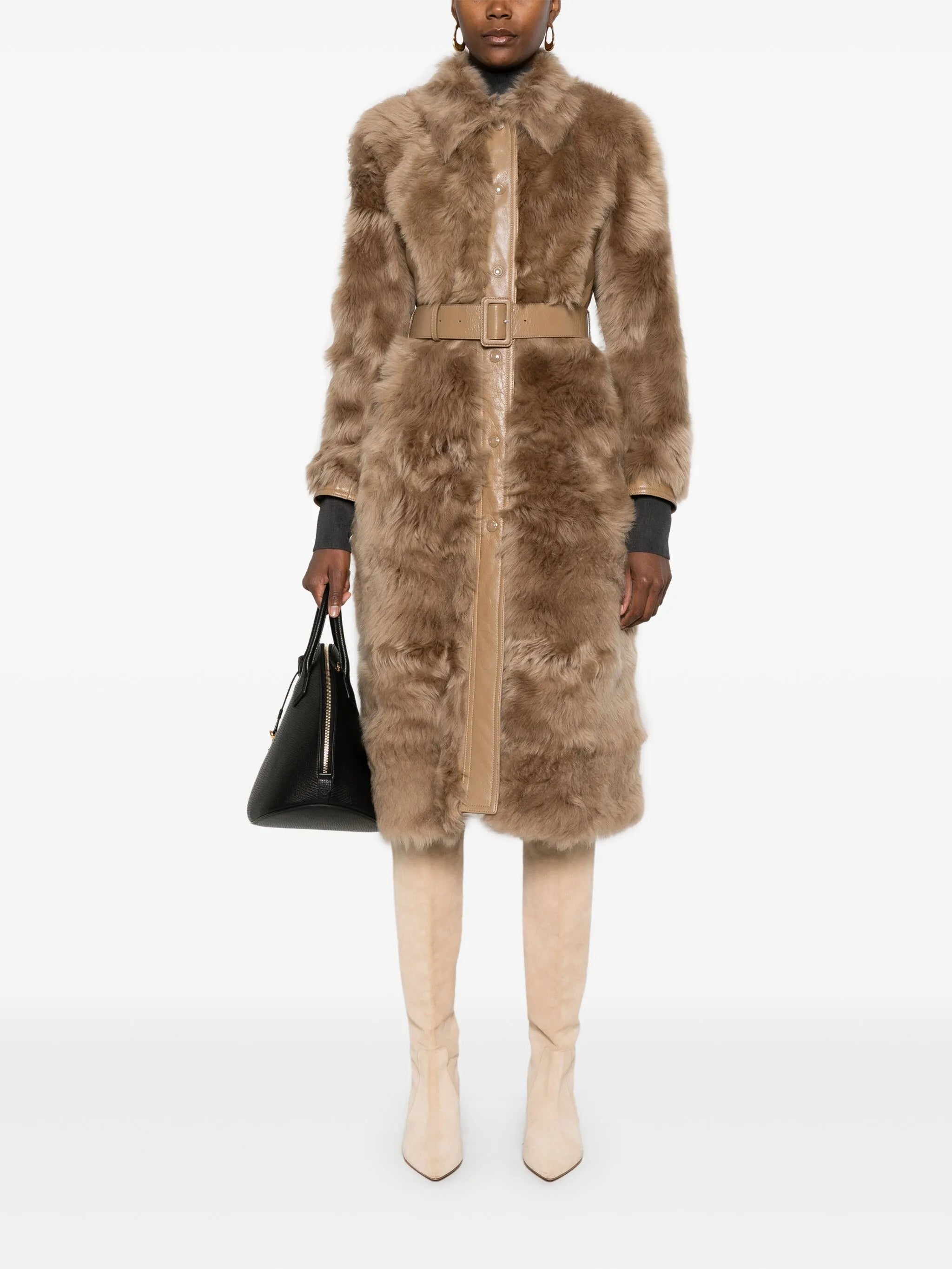 shearling belted coat
