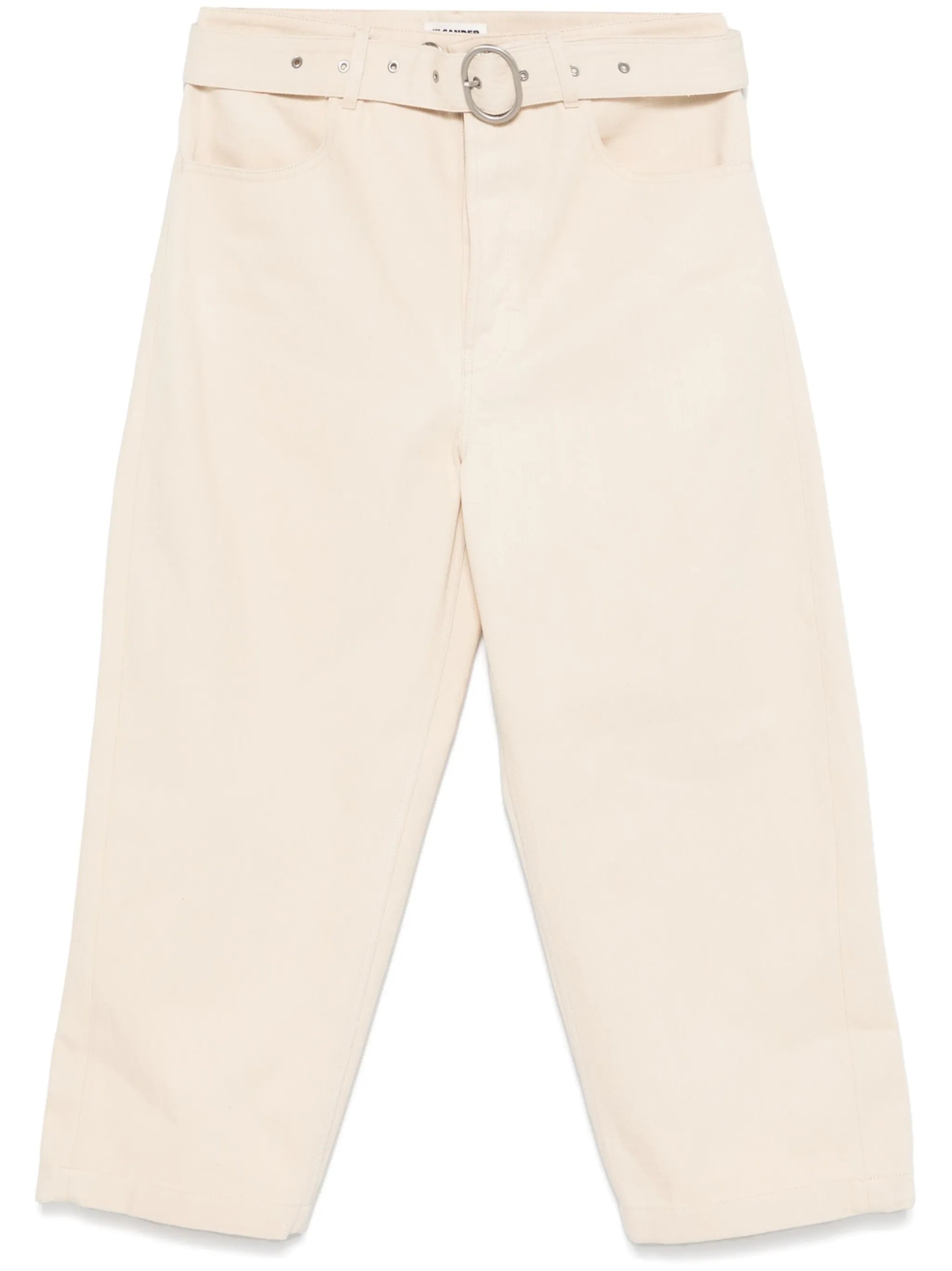 tapered-leg belted jeans