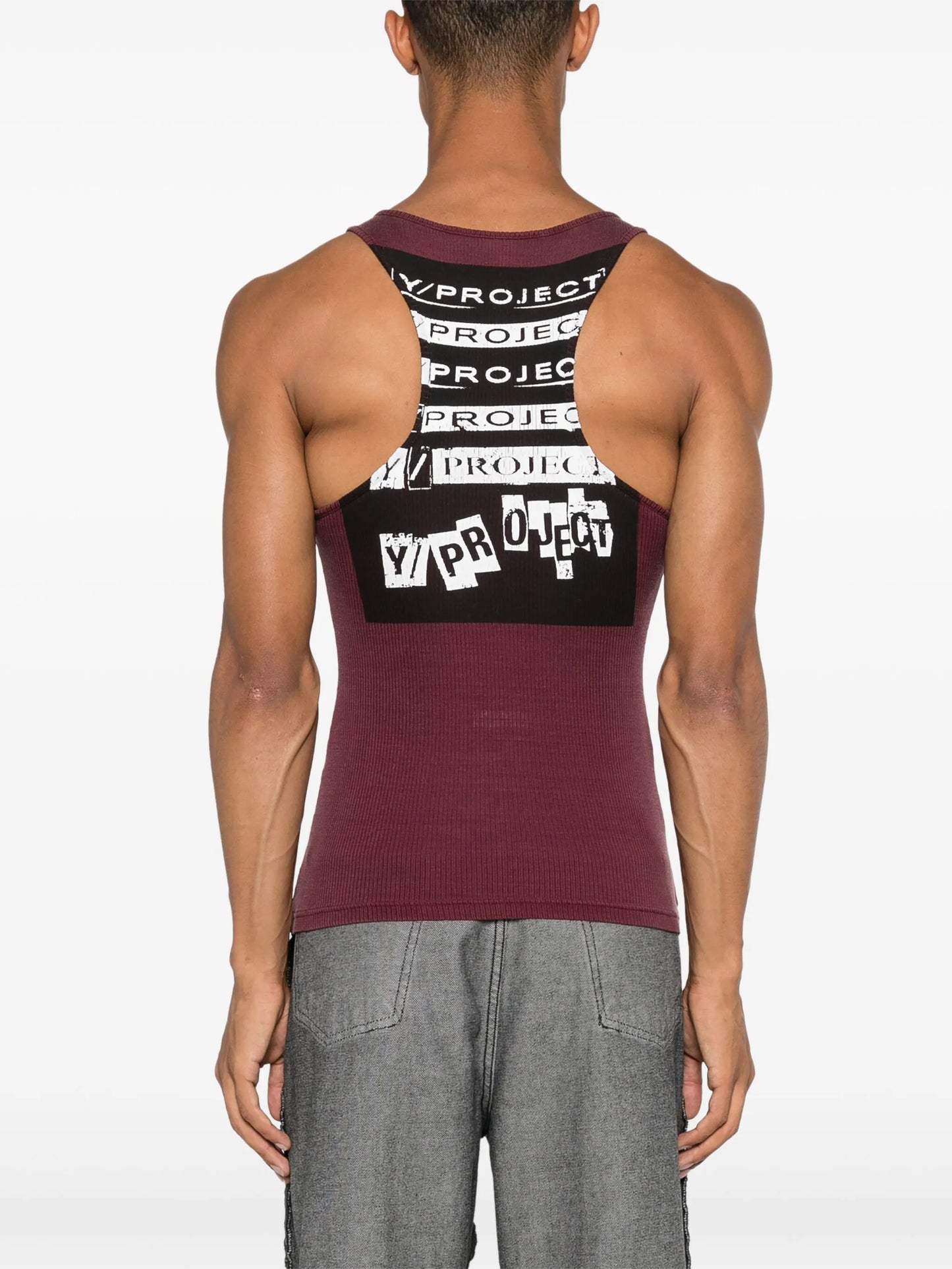 rock band-print invisible strap tank top