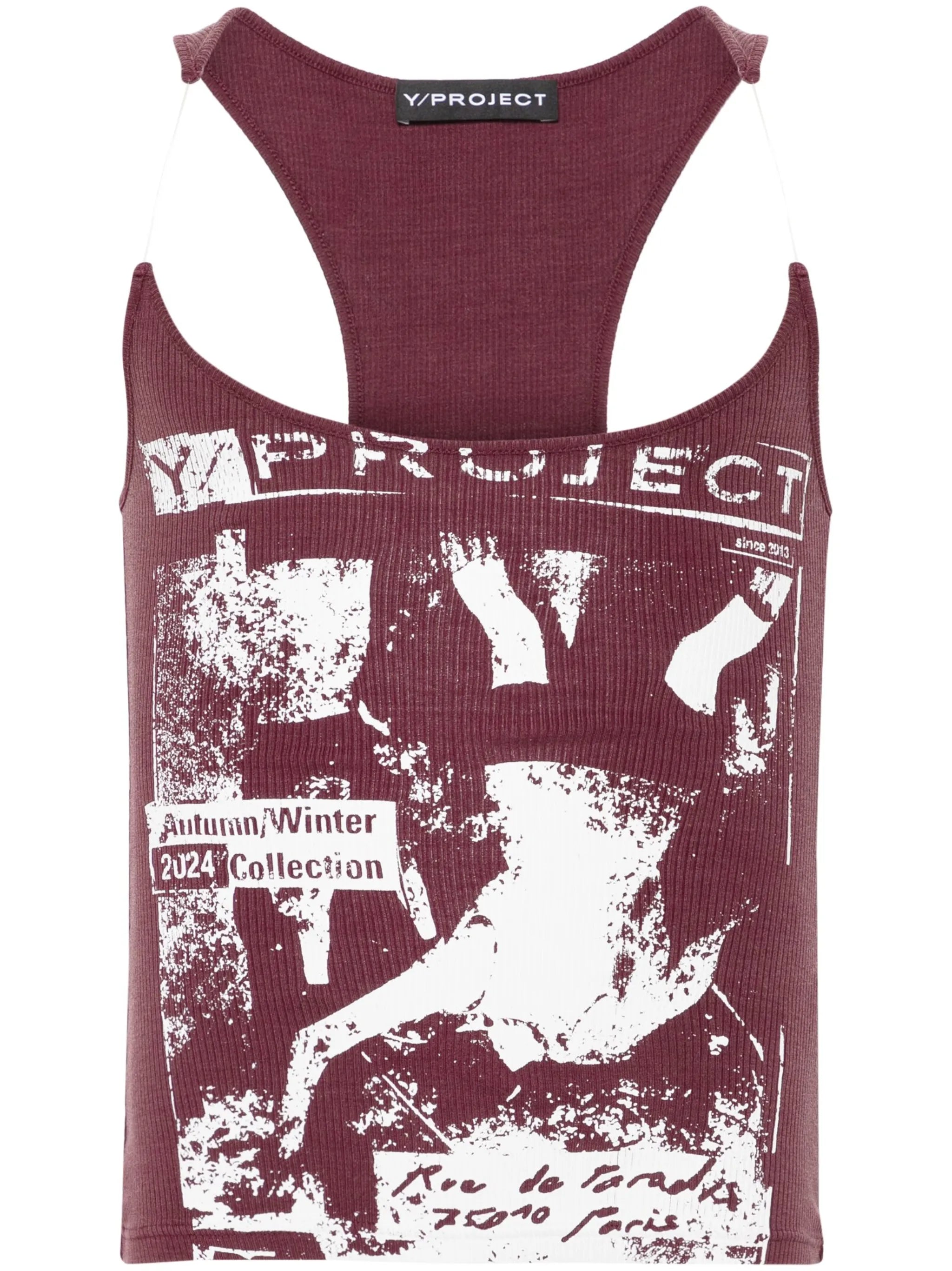 rock band-print invisible strap tank top