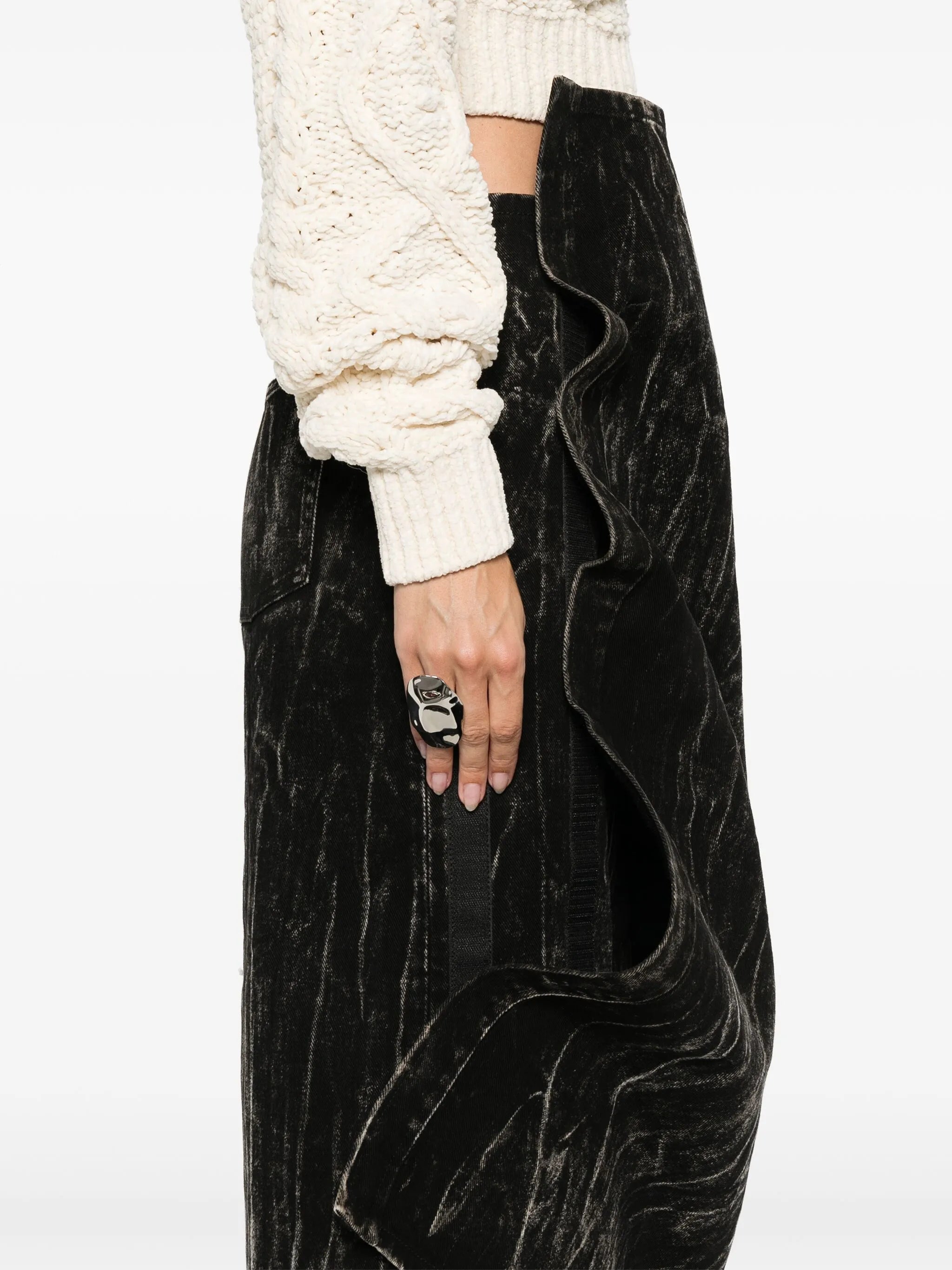 bleached denim skirt