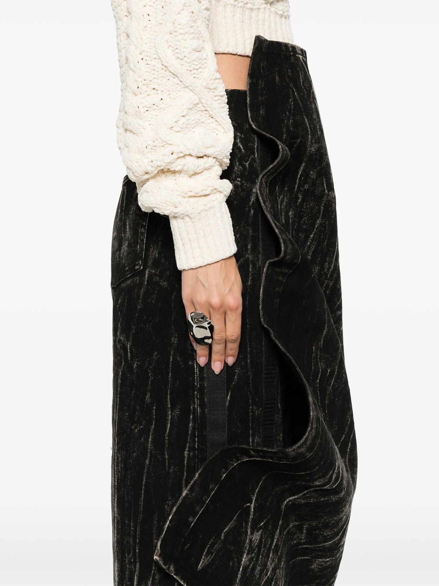 bleached denim skirt