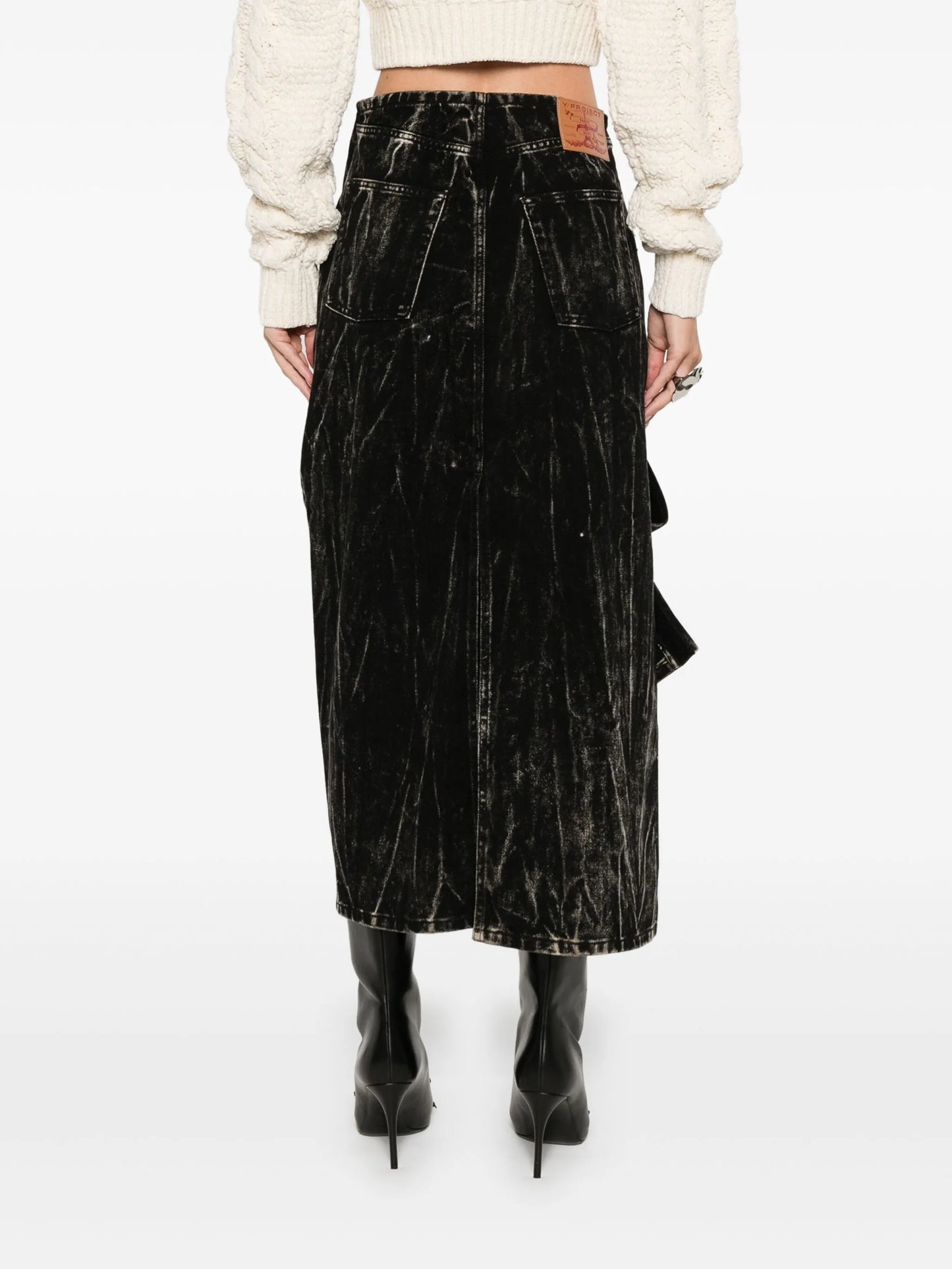 bleached denim skirt