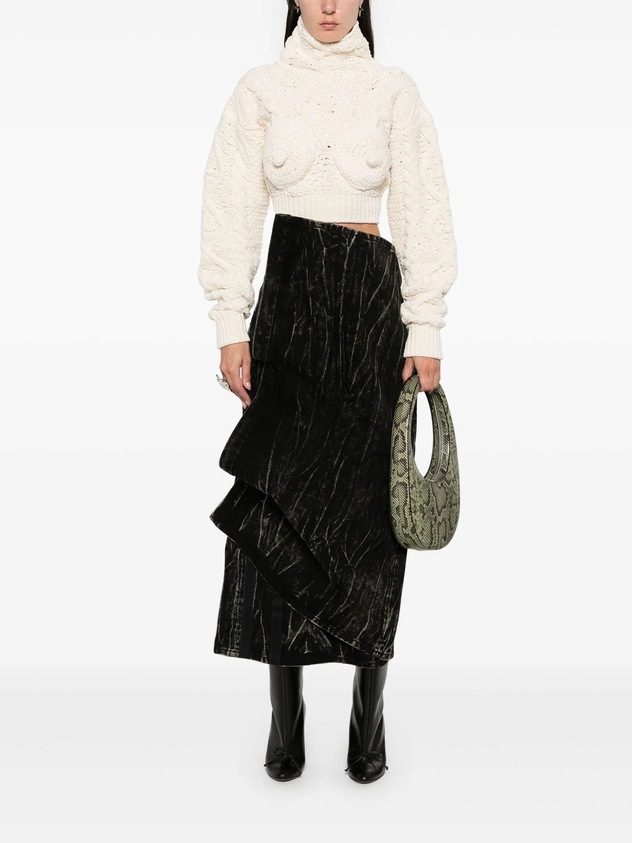 bleached denim skirt