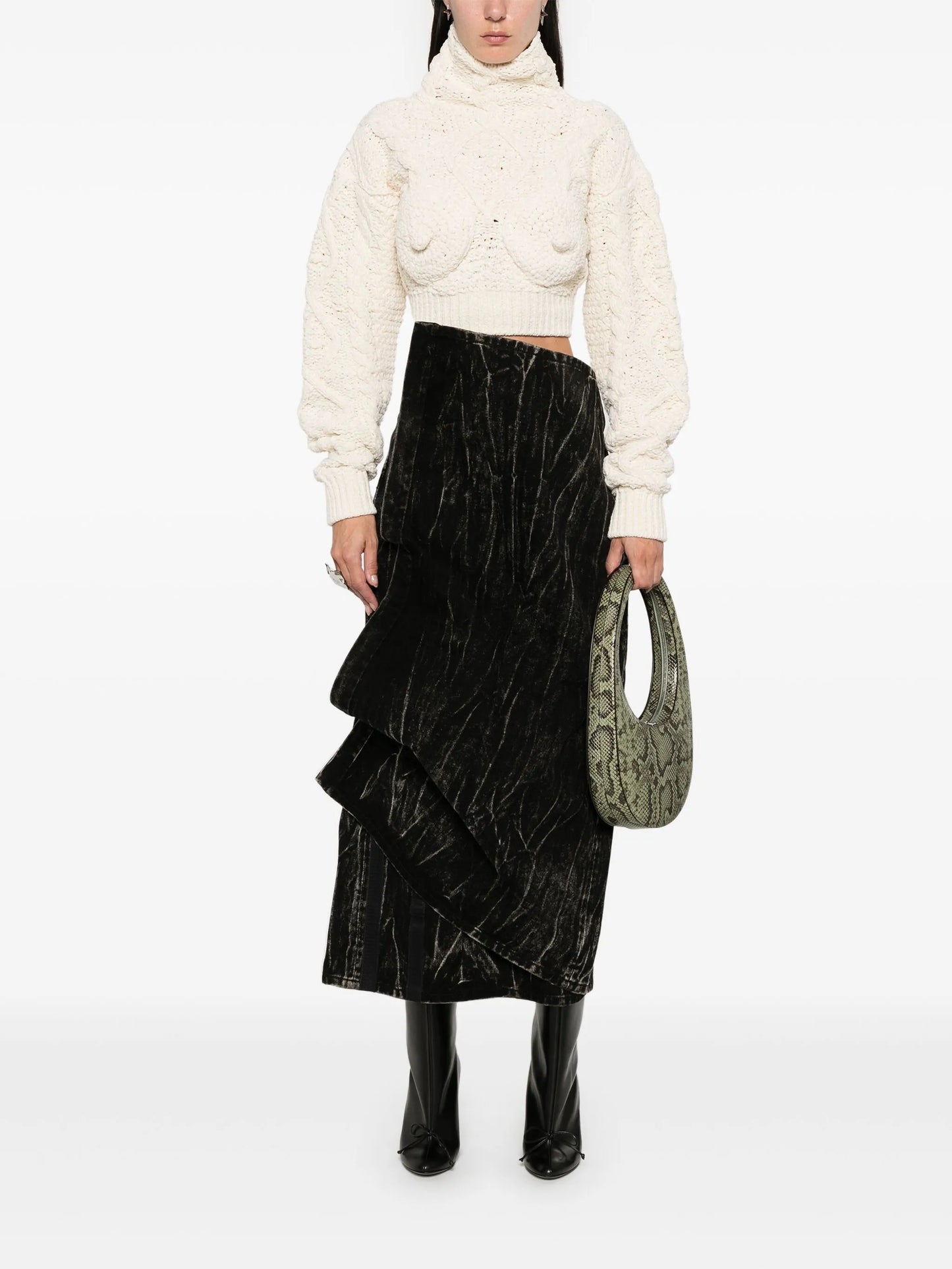 bleached denim skirt