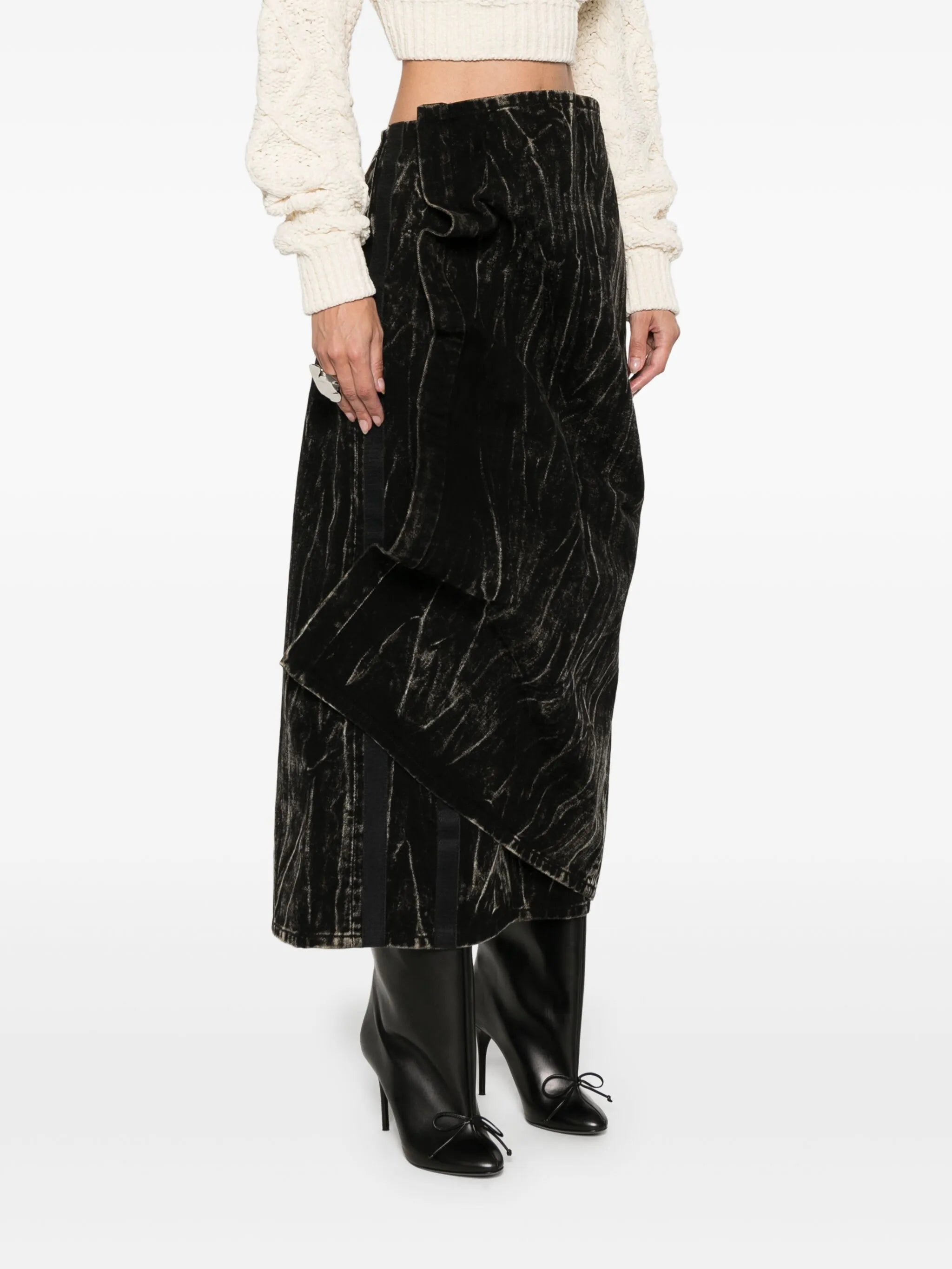 bleached denim skirt