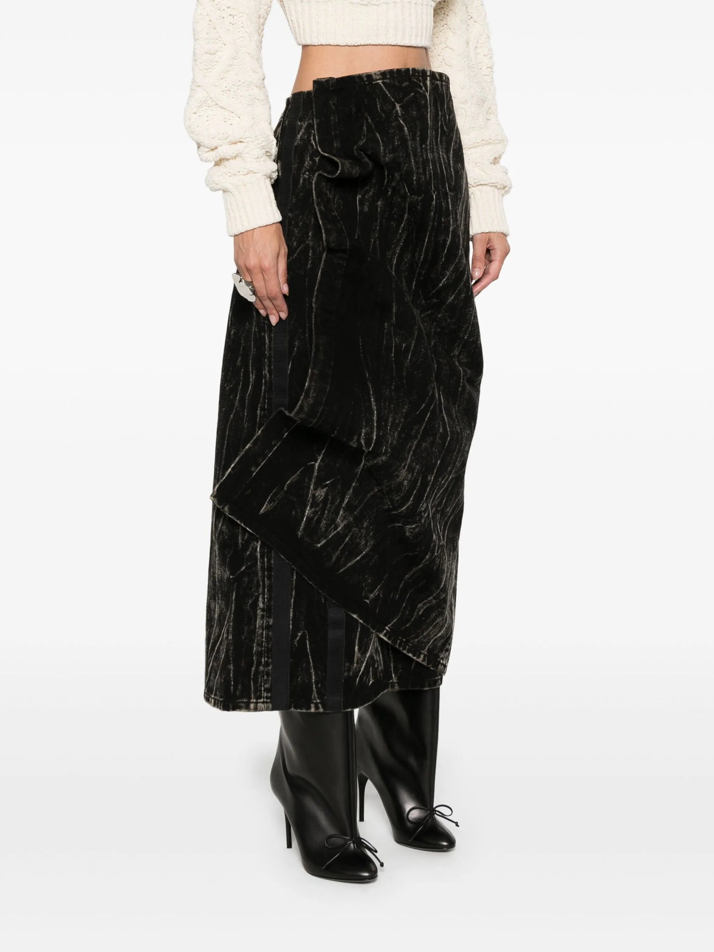 bleached denim skirt