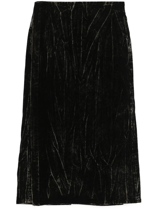 bleached denim skirt