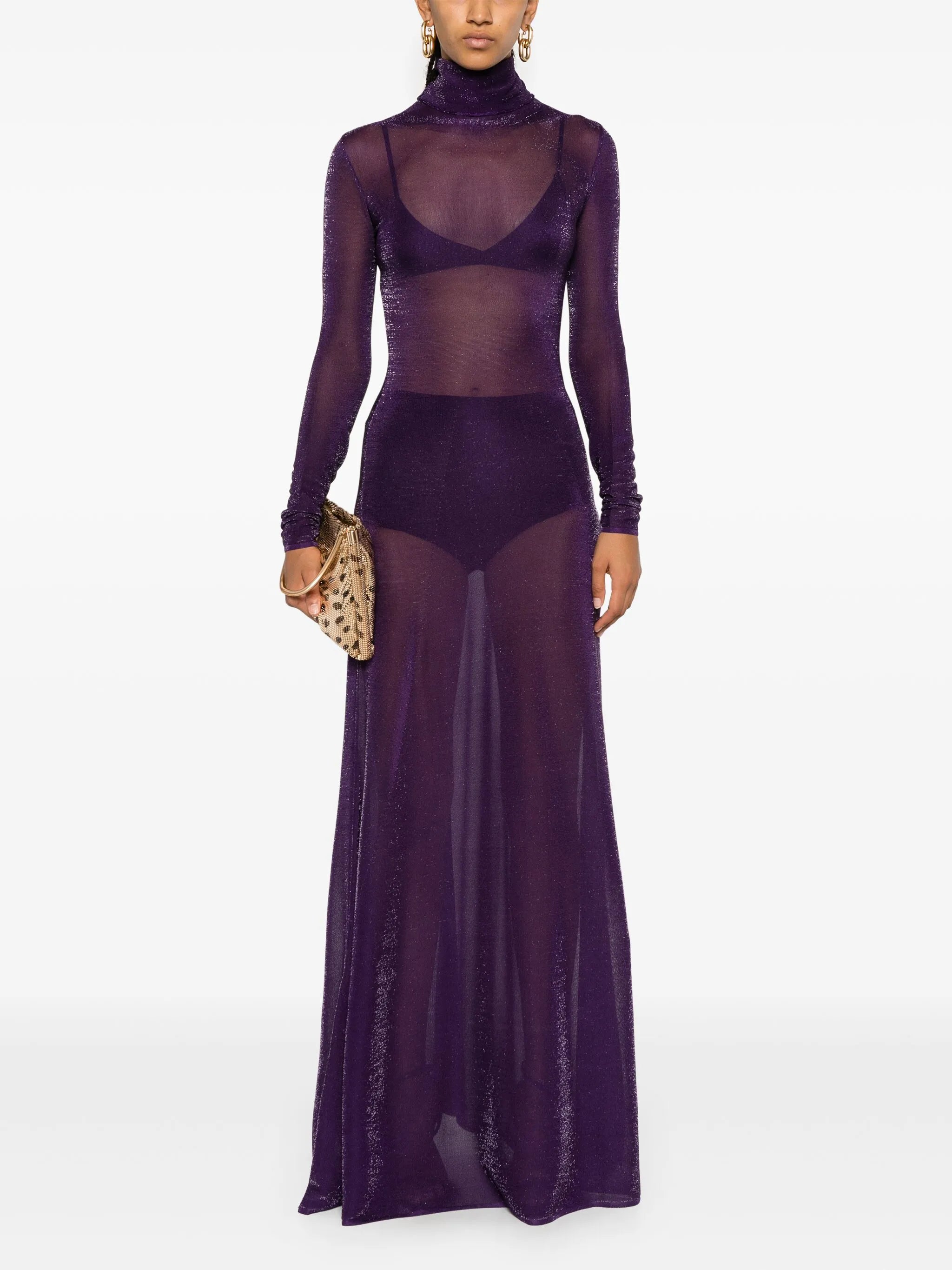 metallic-knit evening dress