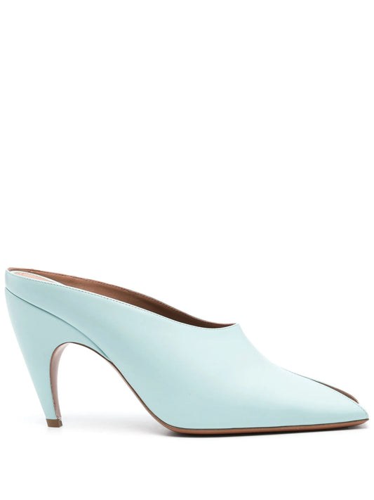 95mm open-toe leather mules