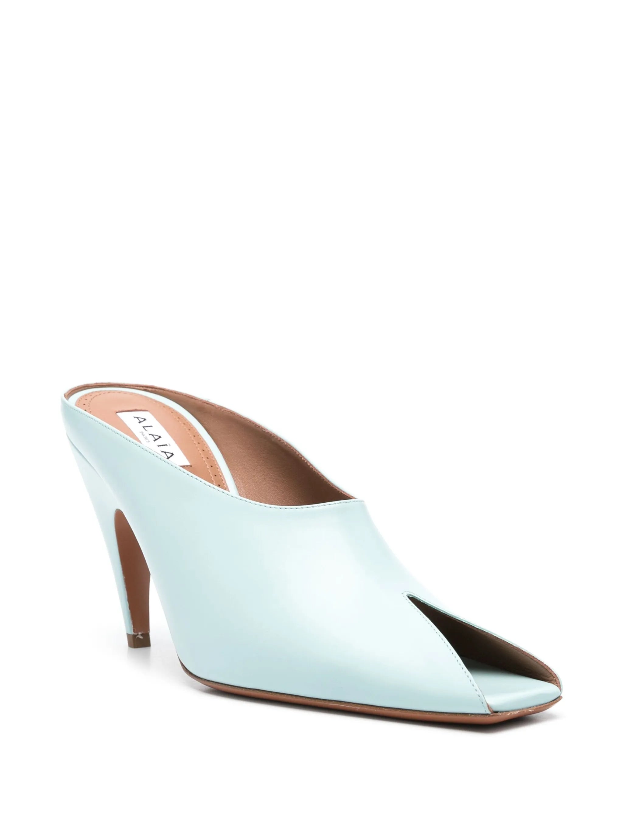 95mm open-toe leather mules