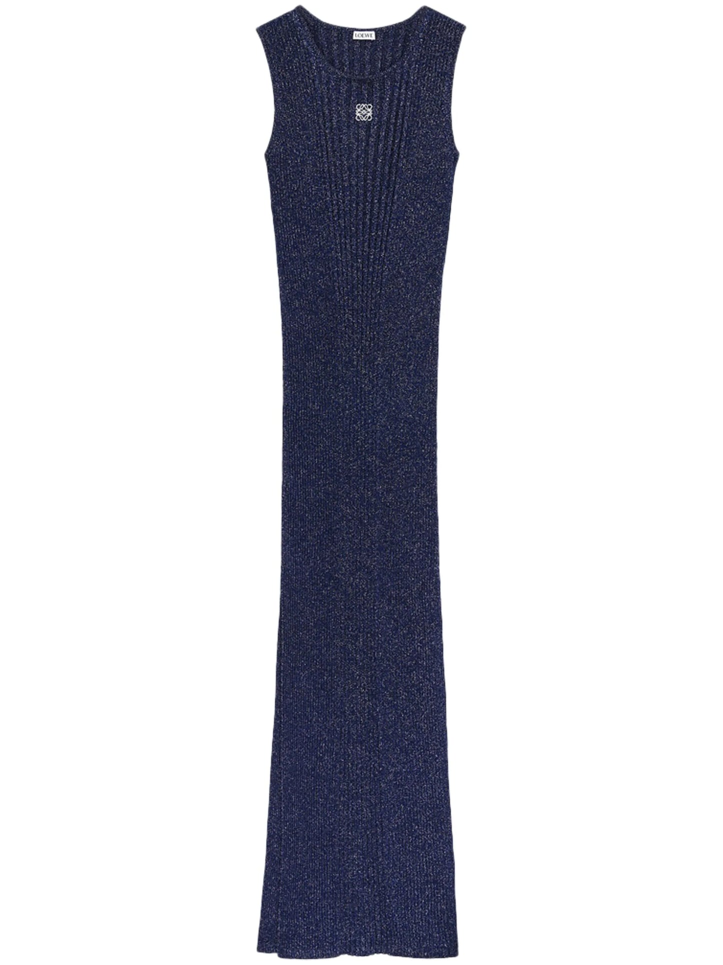 Anagram-embroidered ribbed maxi dress