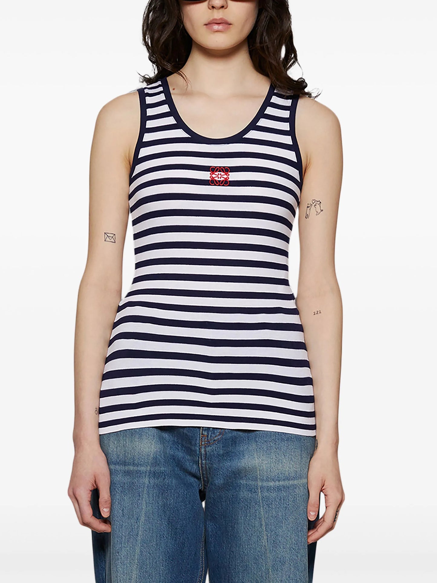 Bengal-stripe jersey tank top