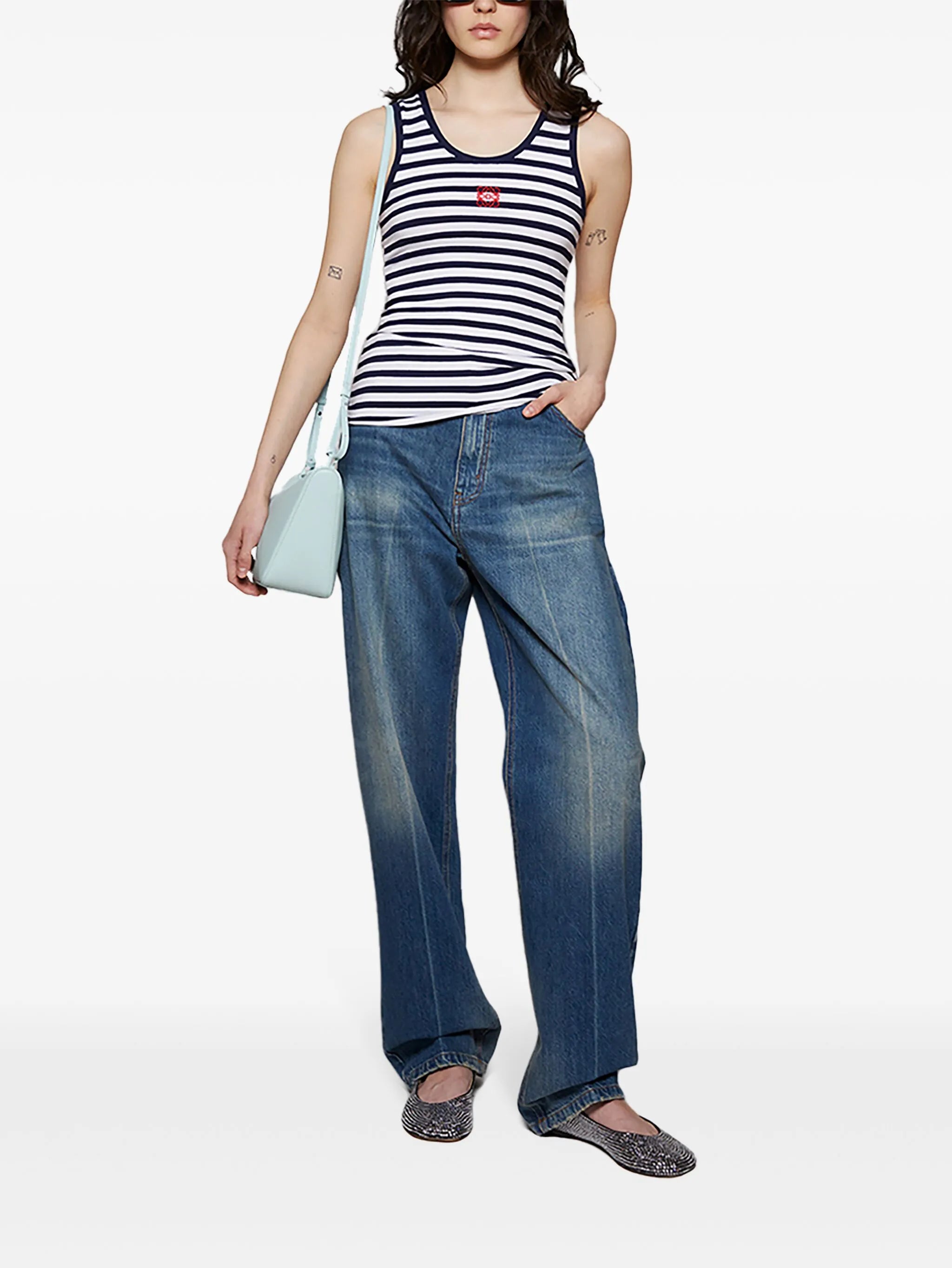 Bengal-stripe jersey tank top