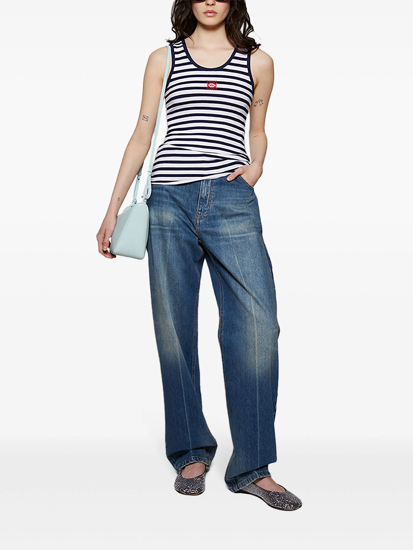 Bengal-stripe jersey tank top