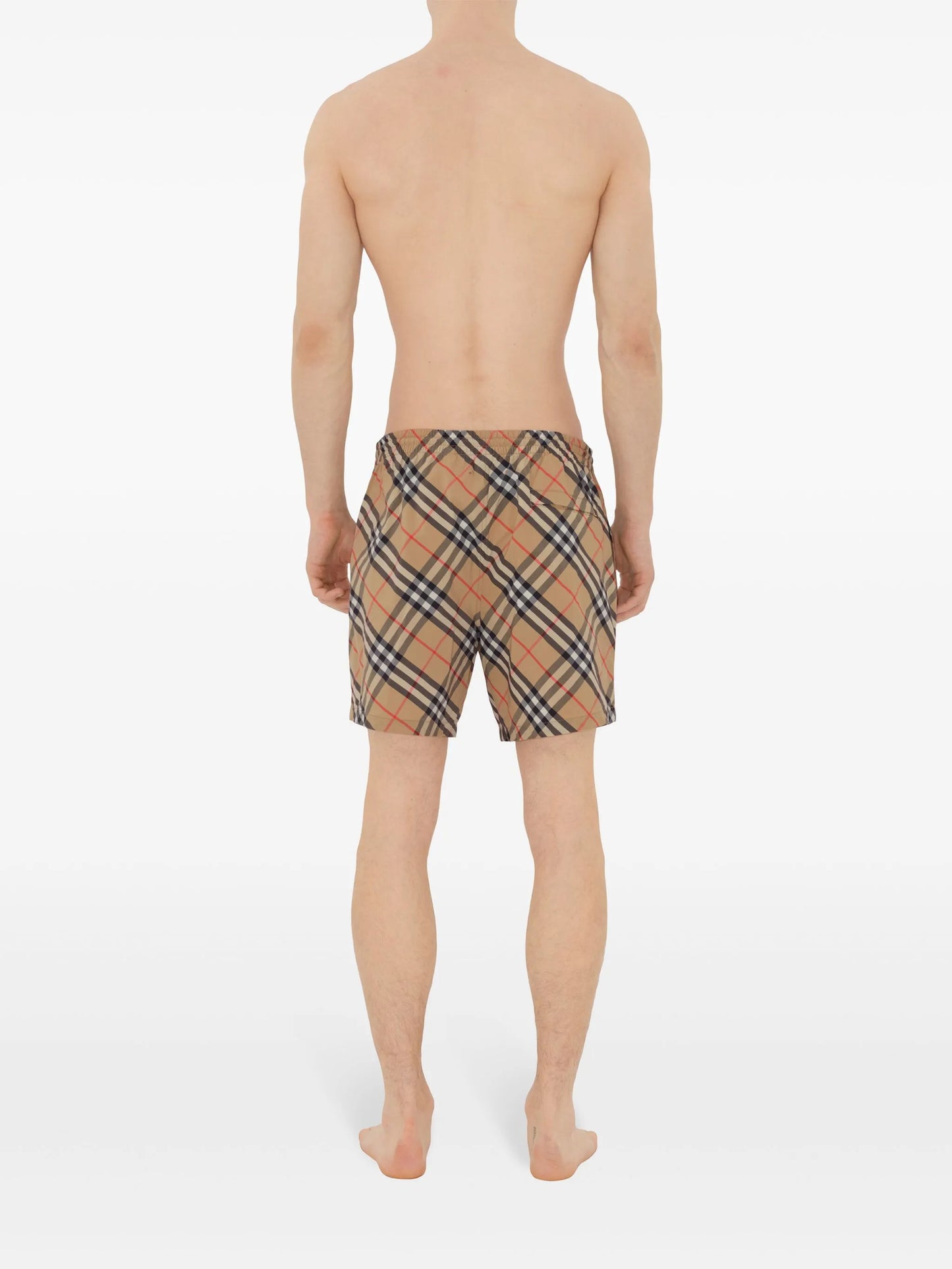 check-pattern swim shorts