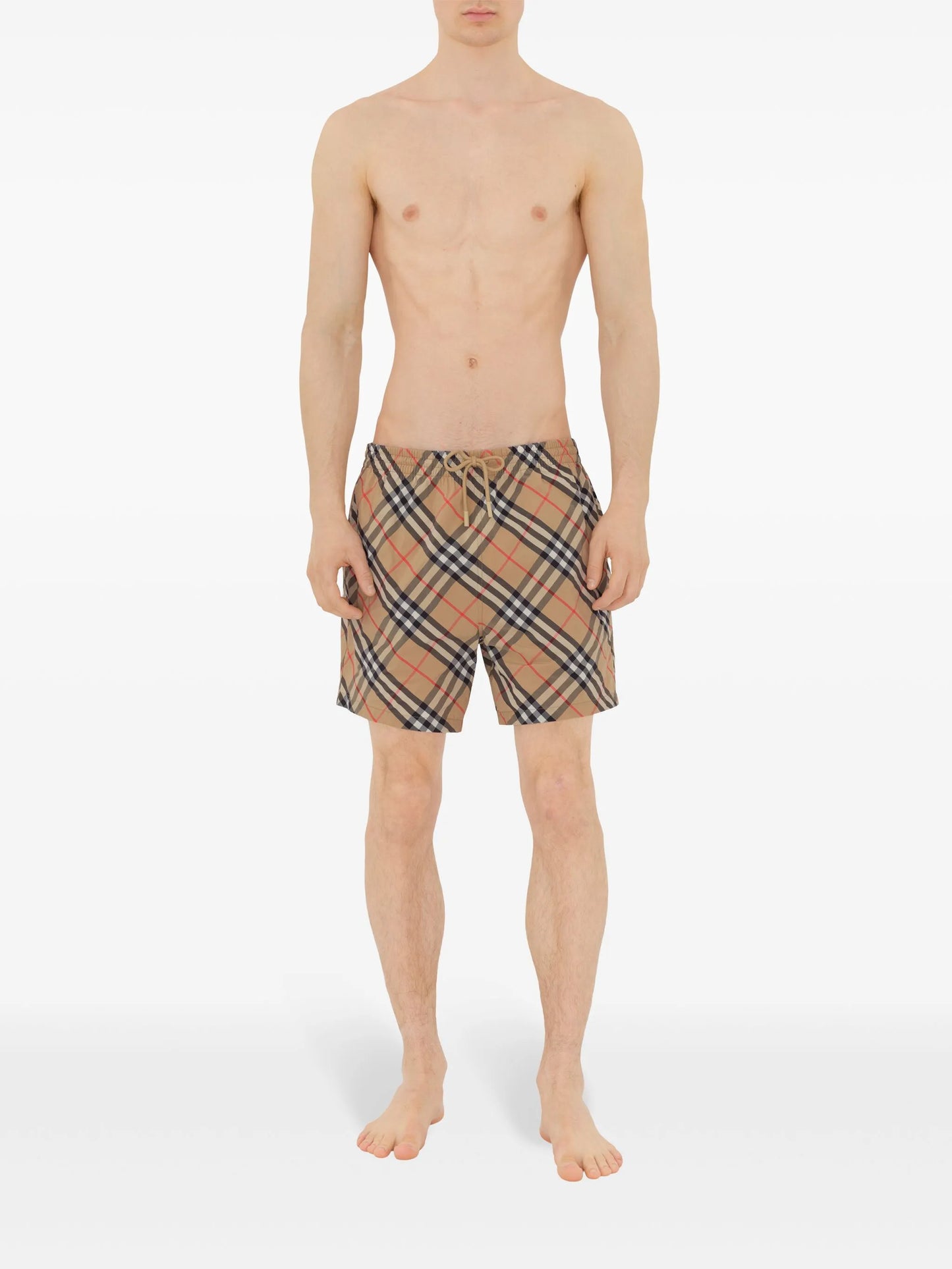 check-pattern swim shorts