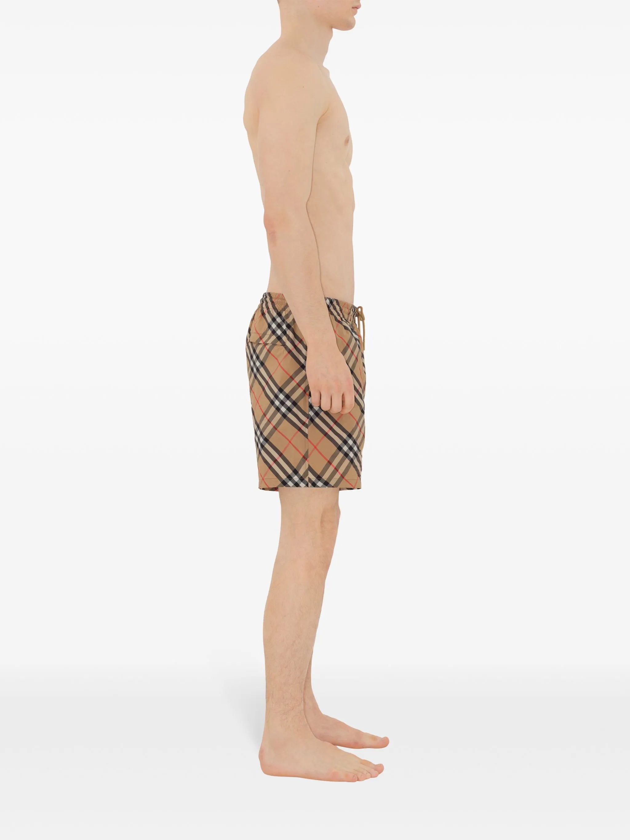 check-pattern swim shorts