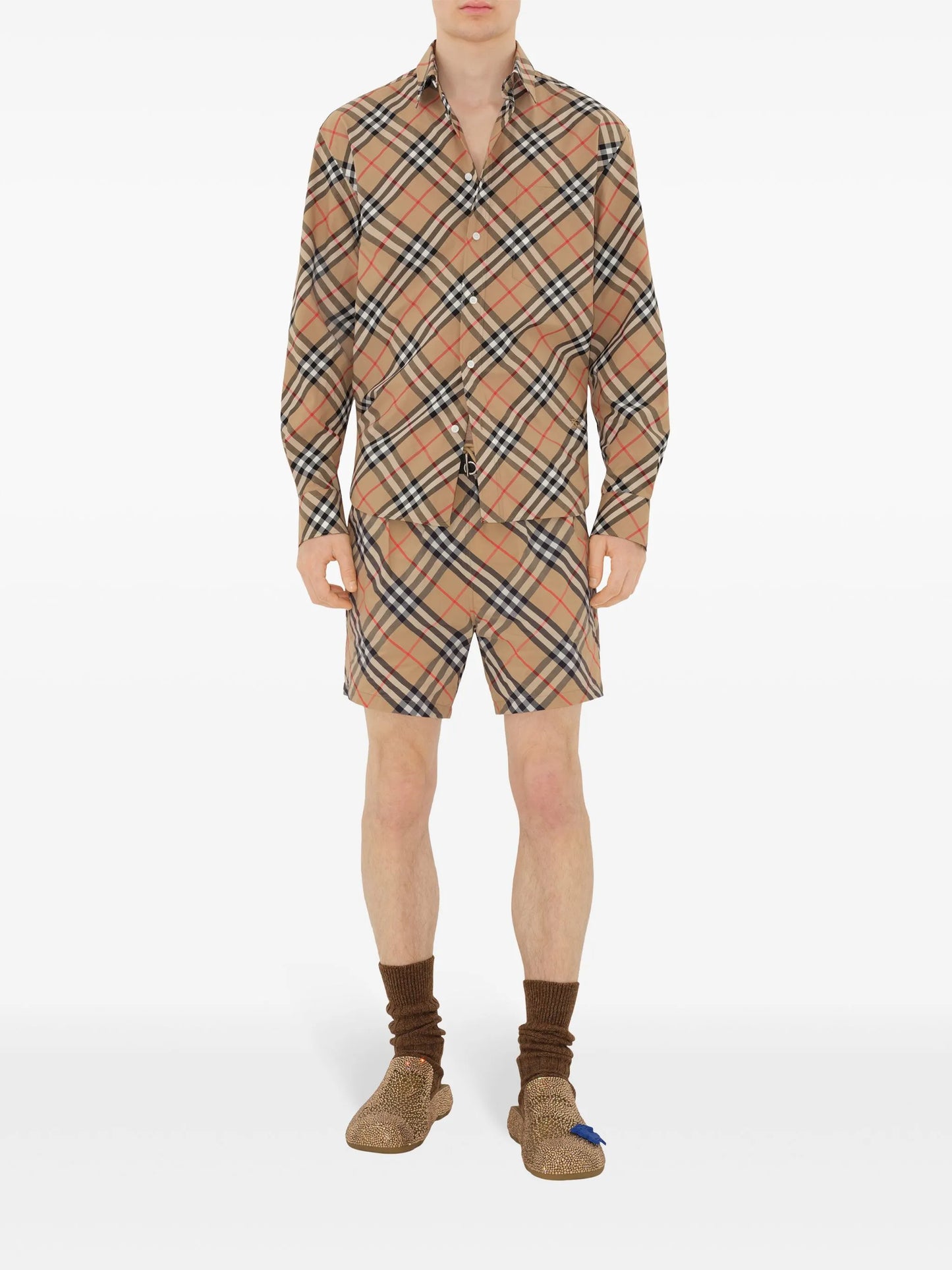 check-pattern swim shorts