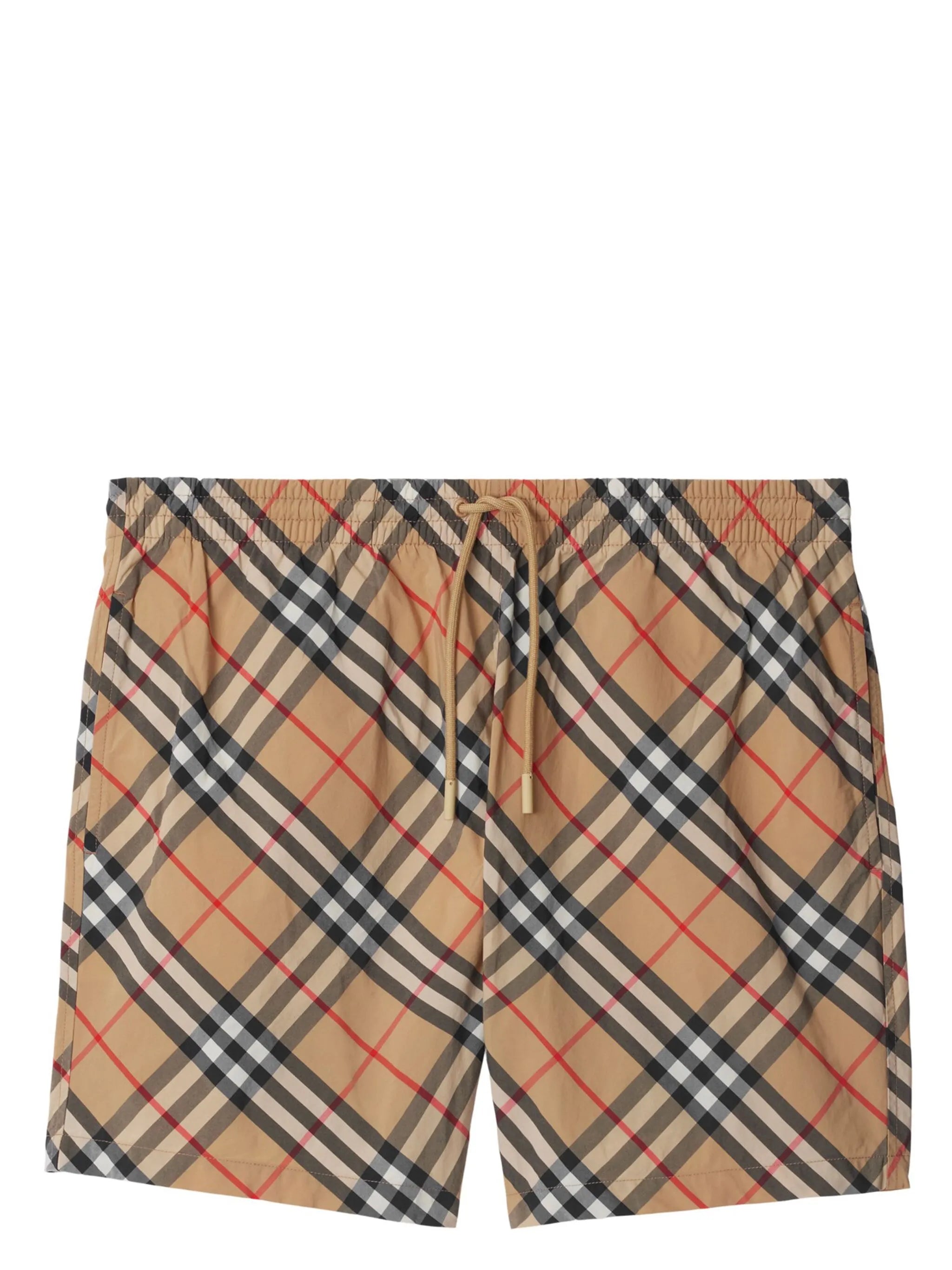 check-pattern swim shorts