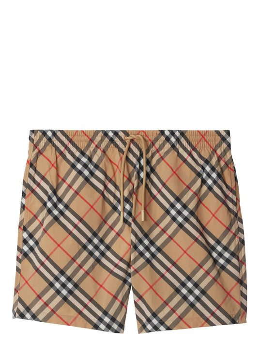 check-pattern swim shorts
