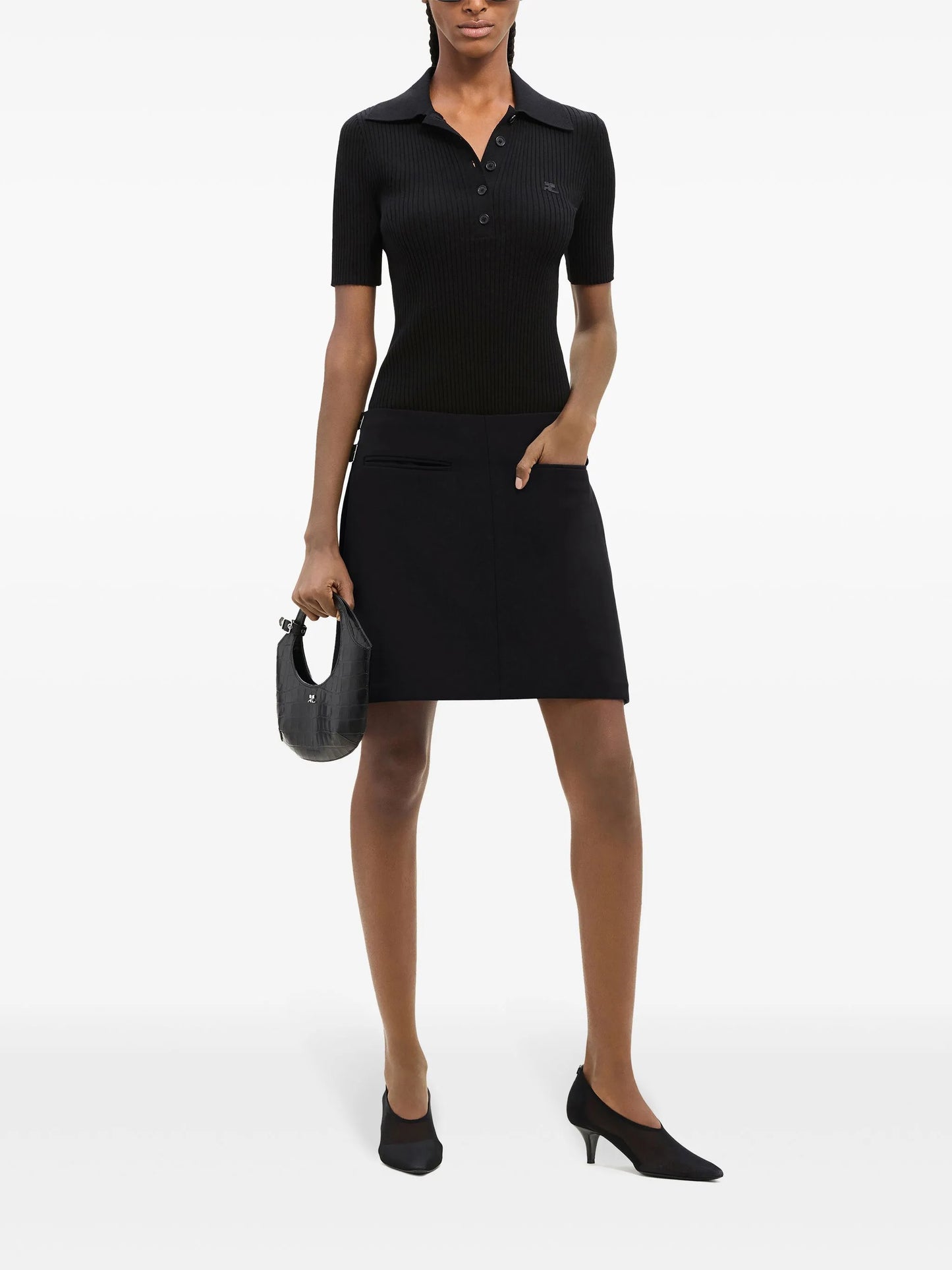 buckled wool miniskirt