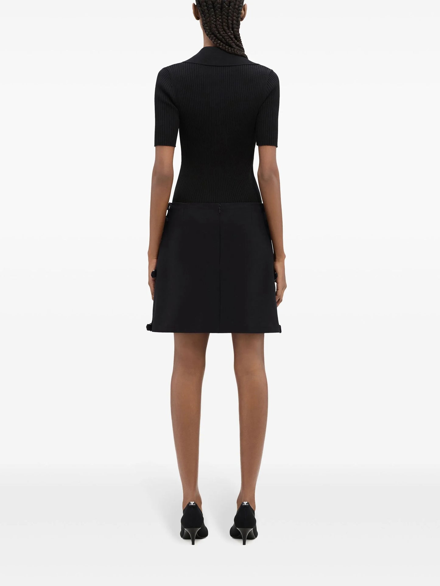 buckled wool miniskirt