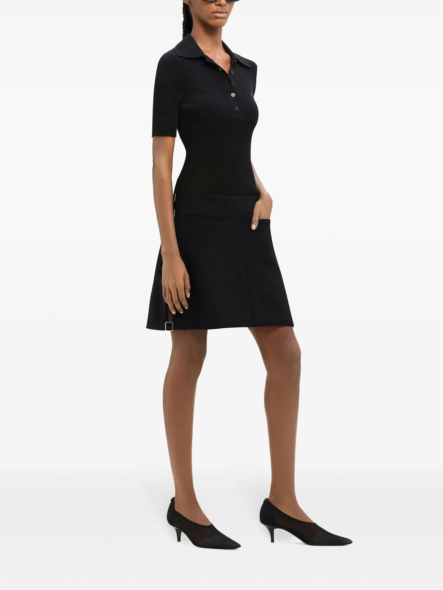 buckled wool miniskirt