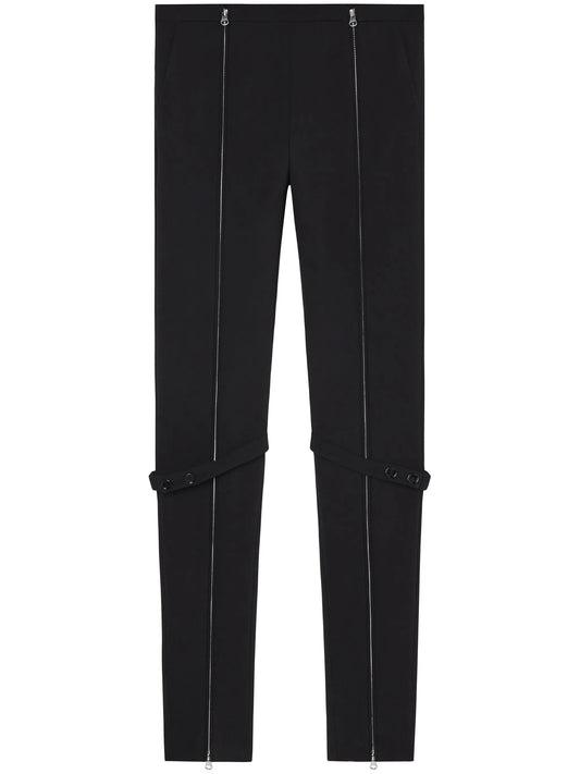 zip wool blend pants