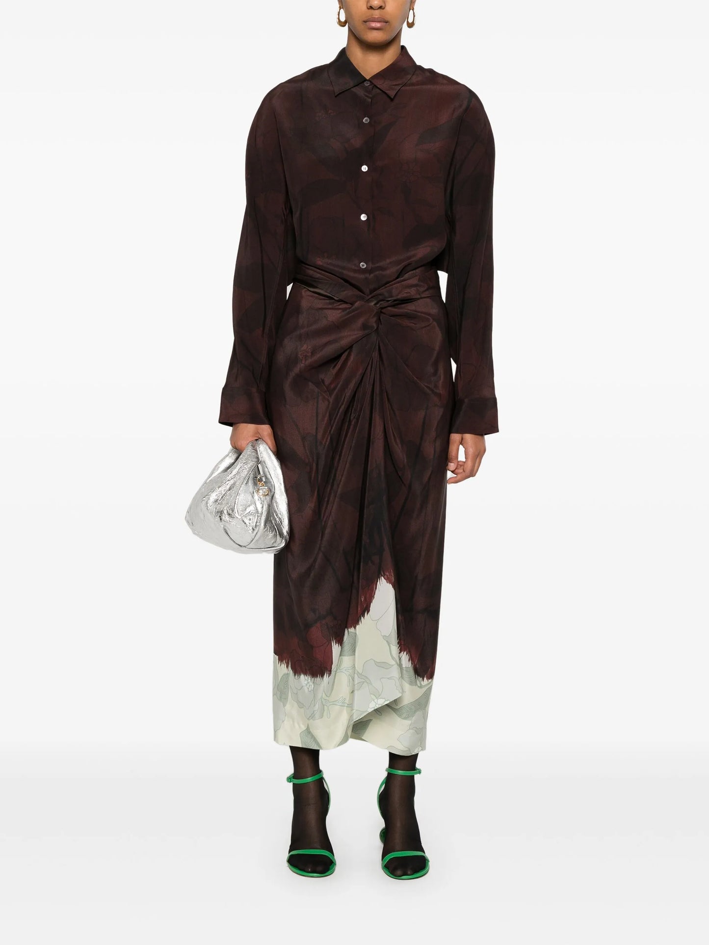 knot-detail midi skirt