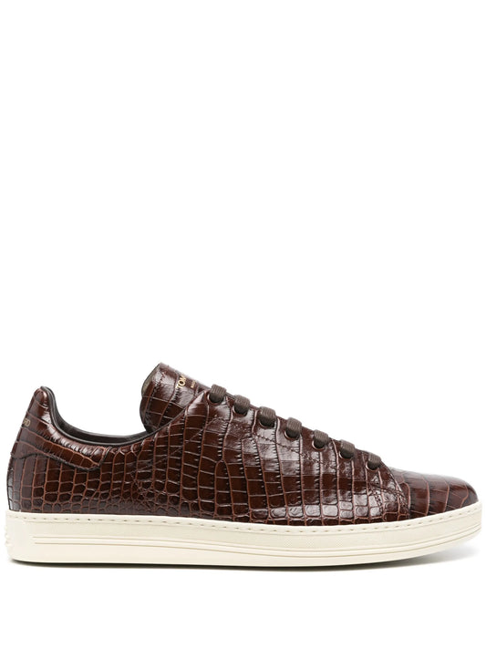 croc-embossed sneakers