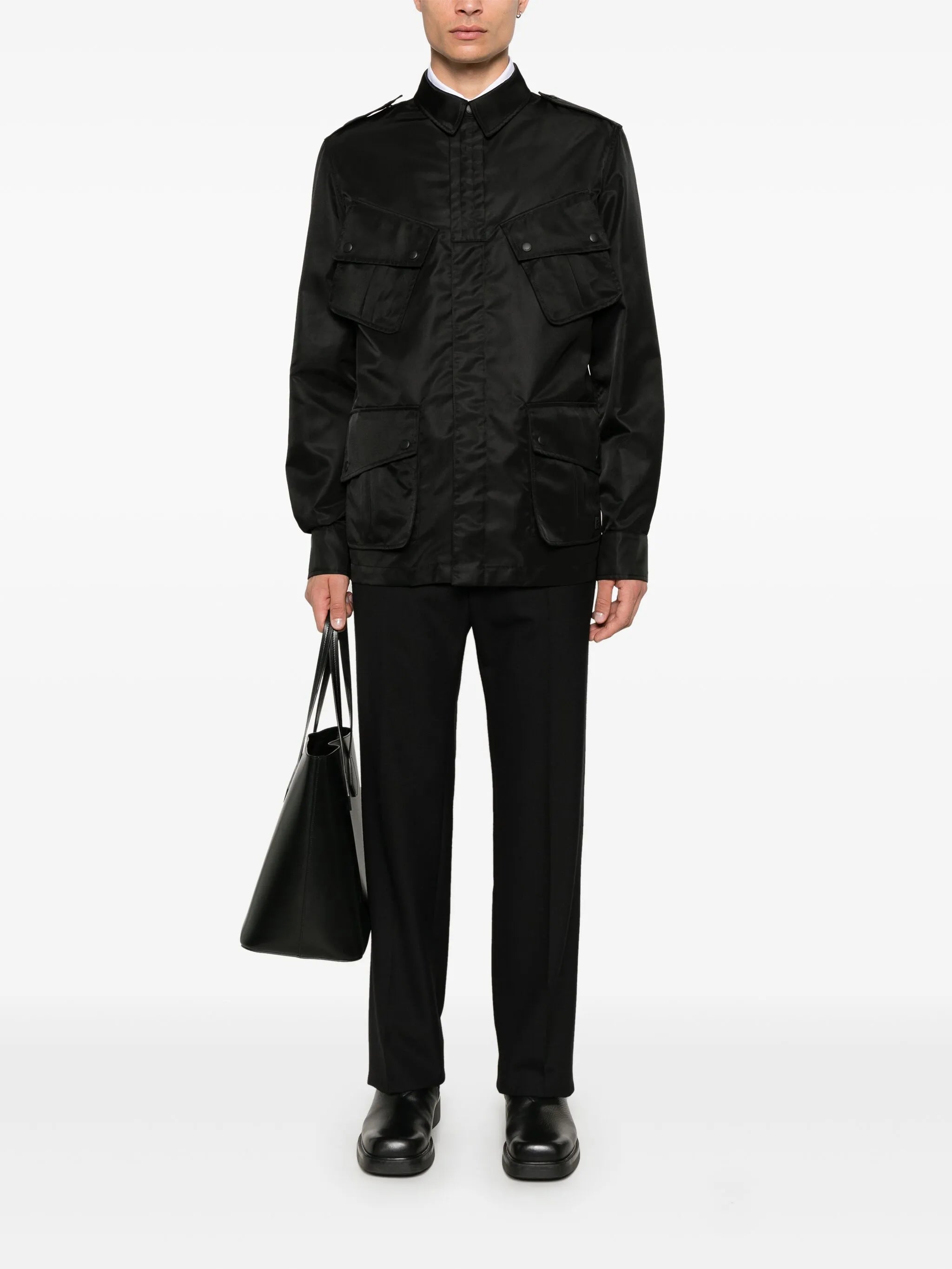 logo-appliqué shirt jacket