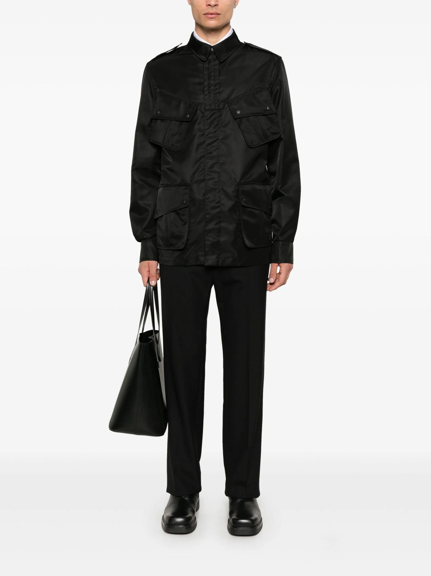 logo-appliqué shirt jacket