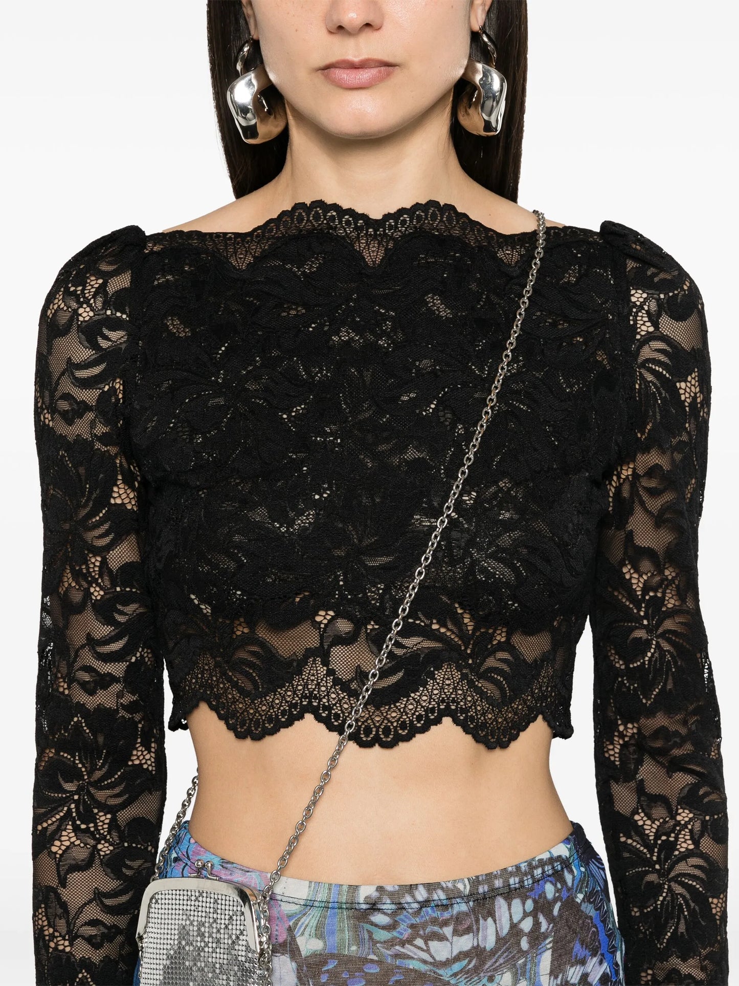 floral-lace cropped top