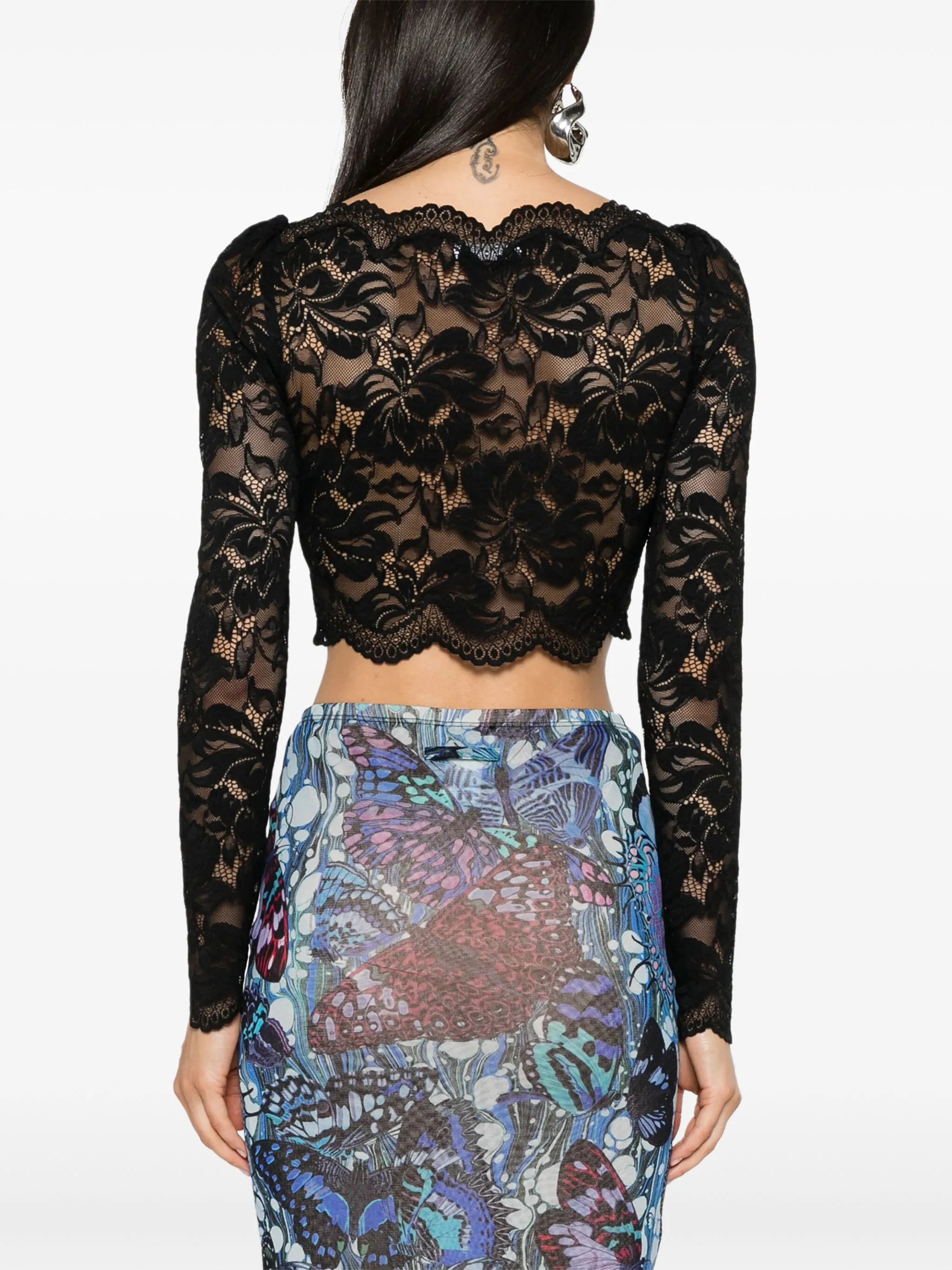 floral-lace cropped top