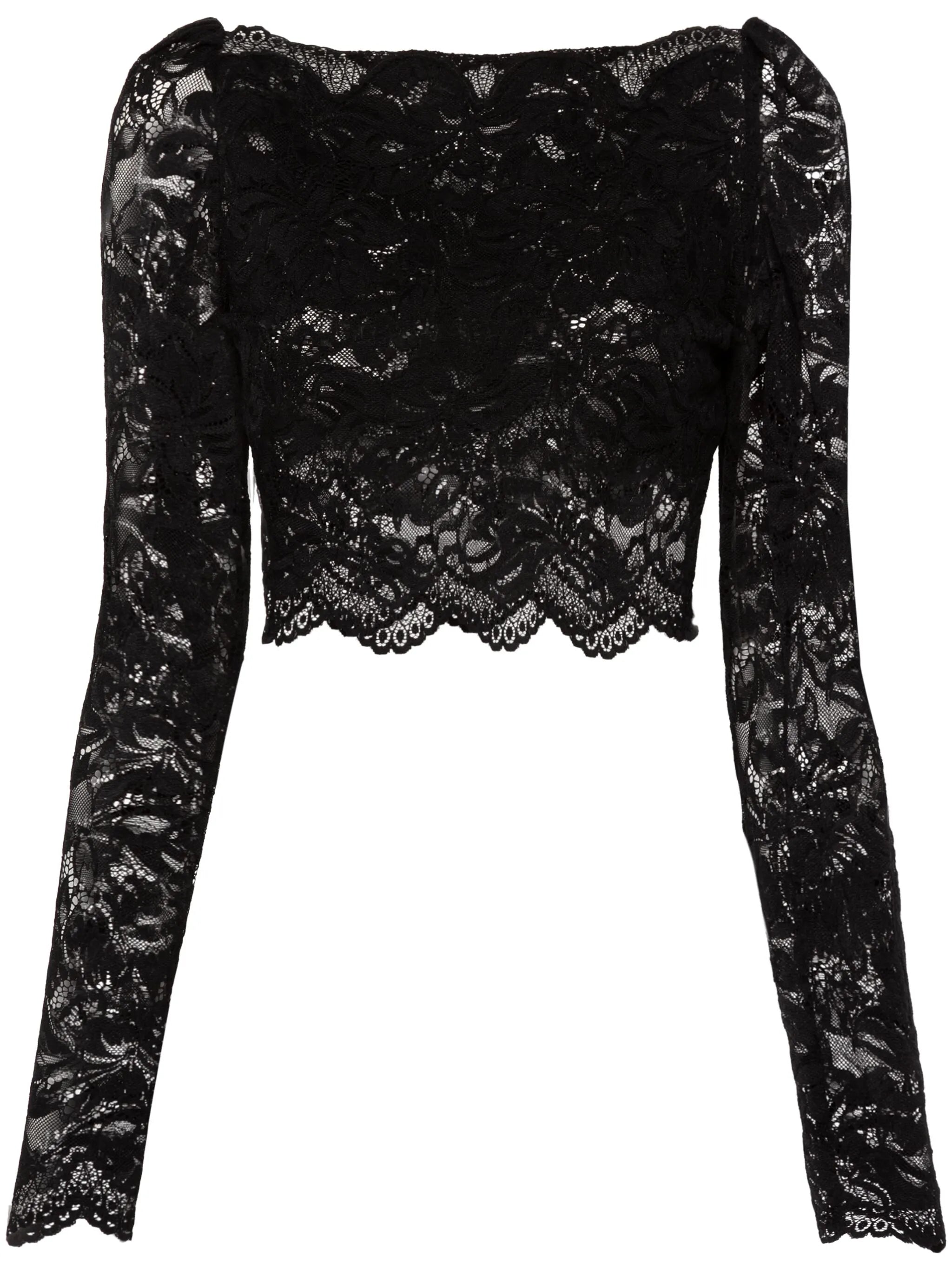 floral-lace cropped top