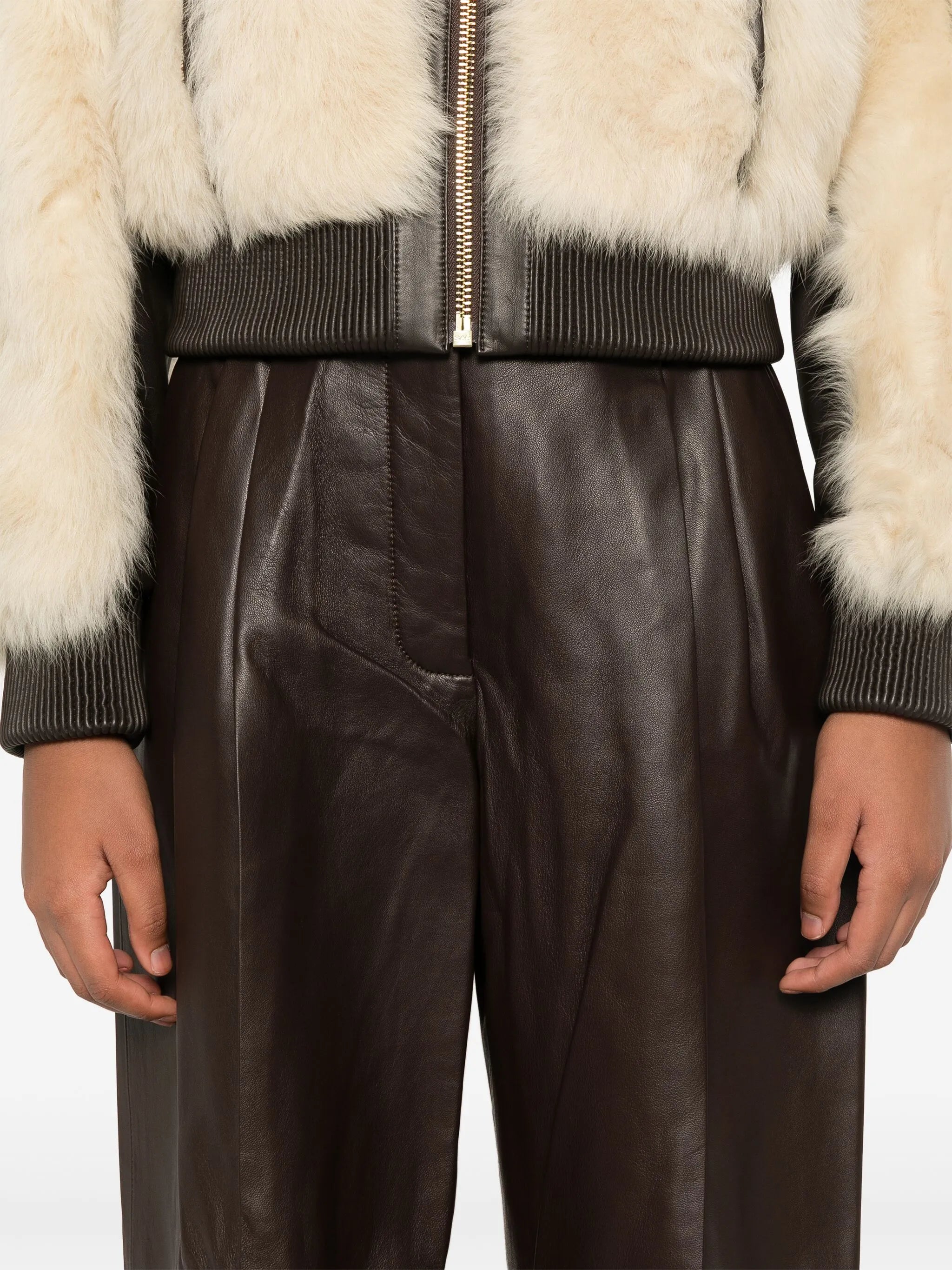 wide-leg leather trousers