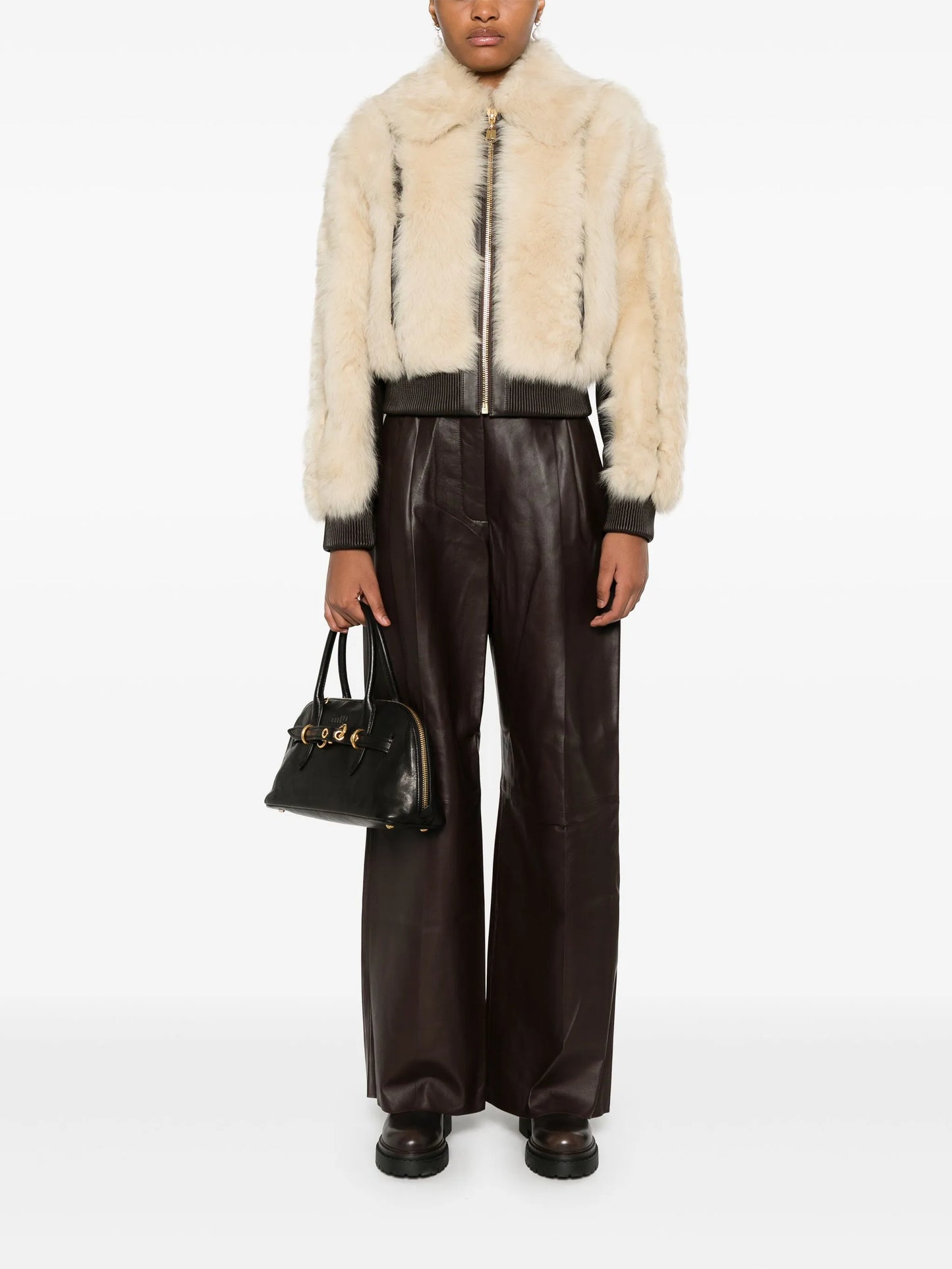 wide-leg leather trousers