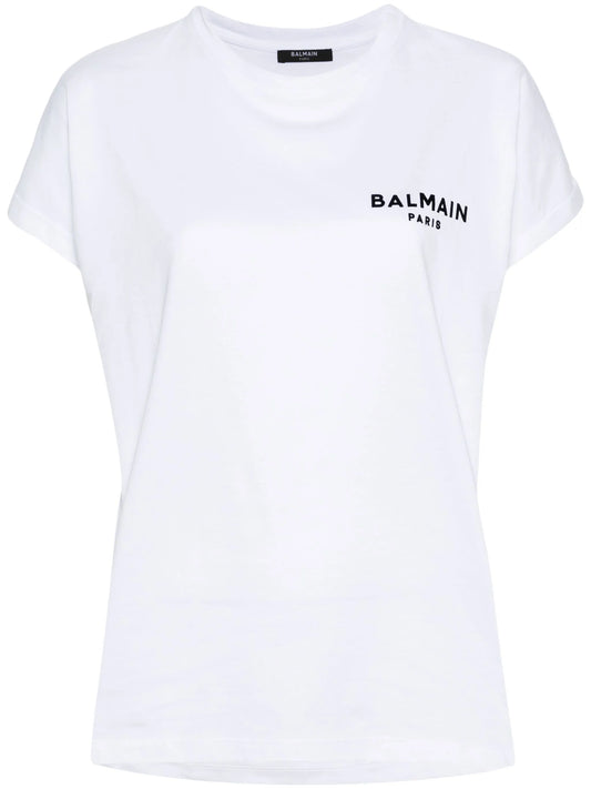 flocked-logo cotton T-shirt